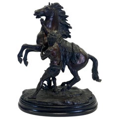 Large 19th Century French Bronze "Chevaux De Marly" After Coustou