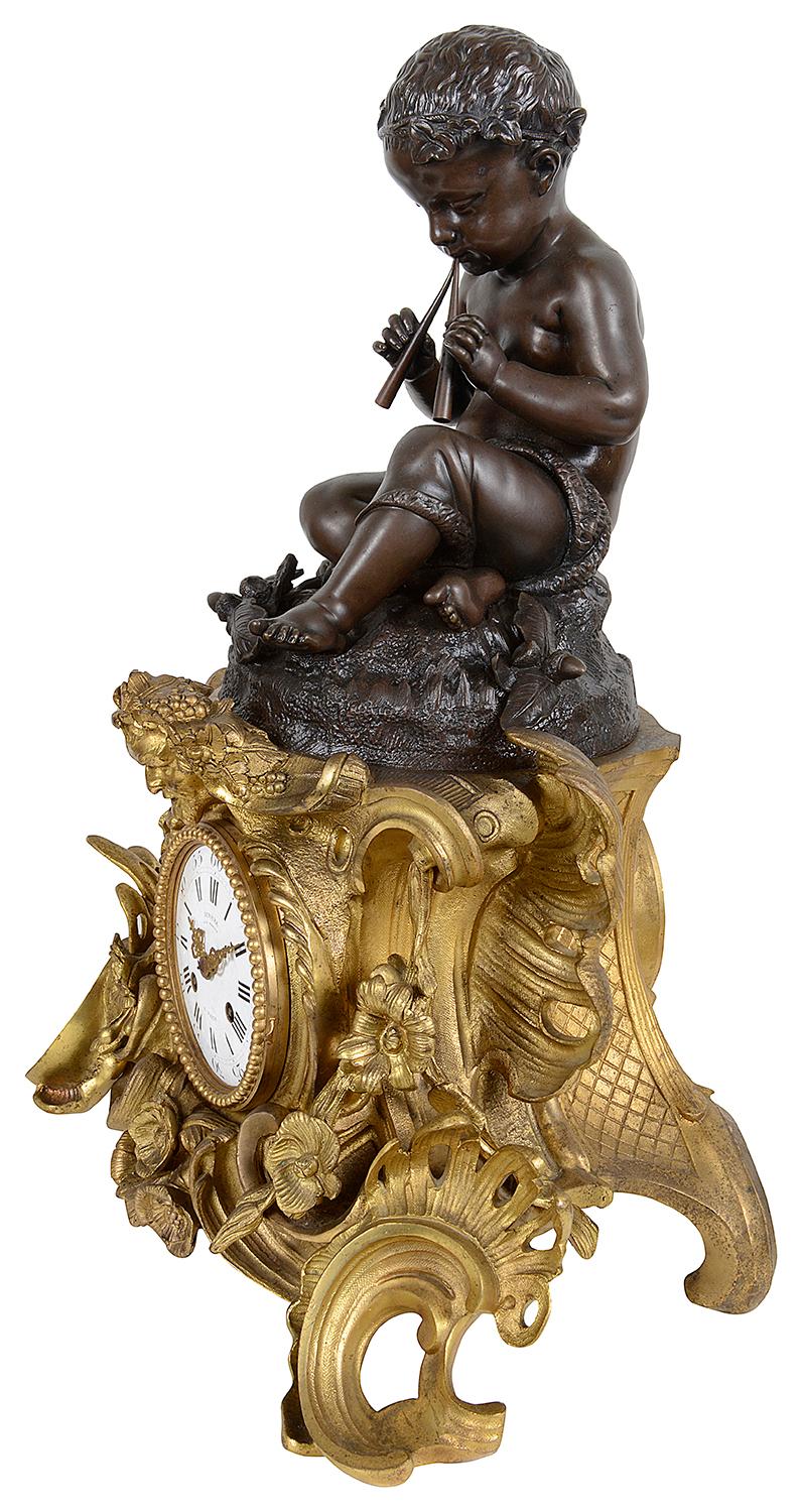 Large 19th Century French Bronze Clock Set For Sale 5