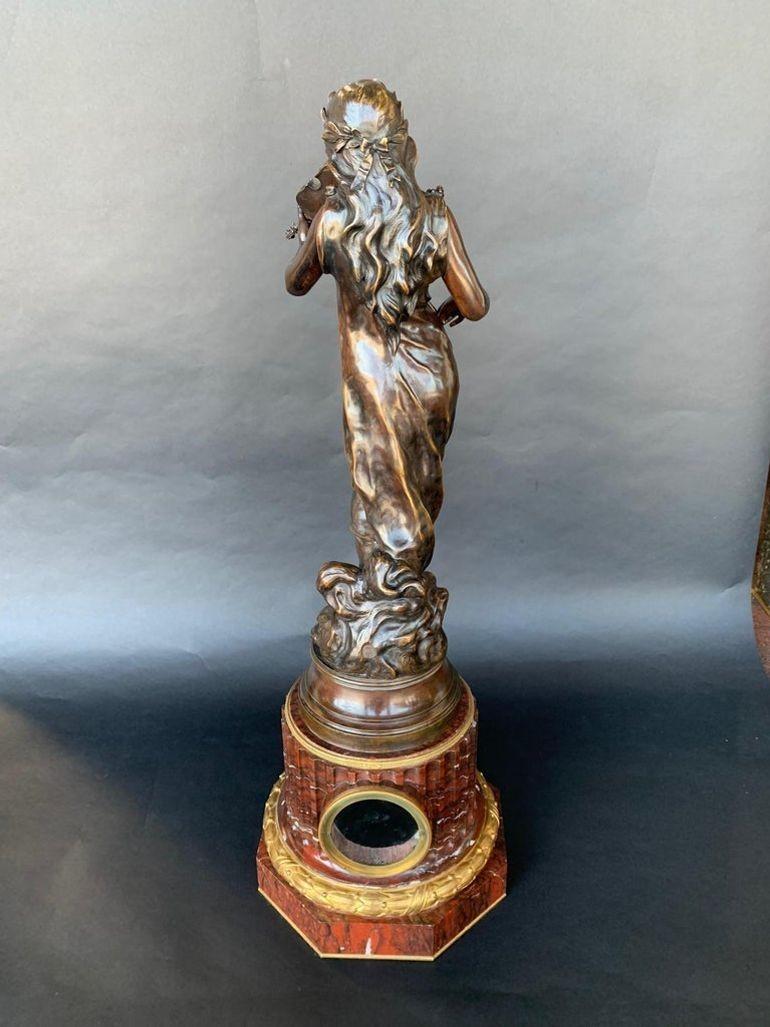 Large 19th Century French Bronze Clock Signed by Jean Garnier In Good Condition For Sale In Los Angeles, CA