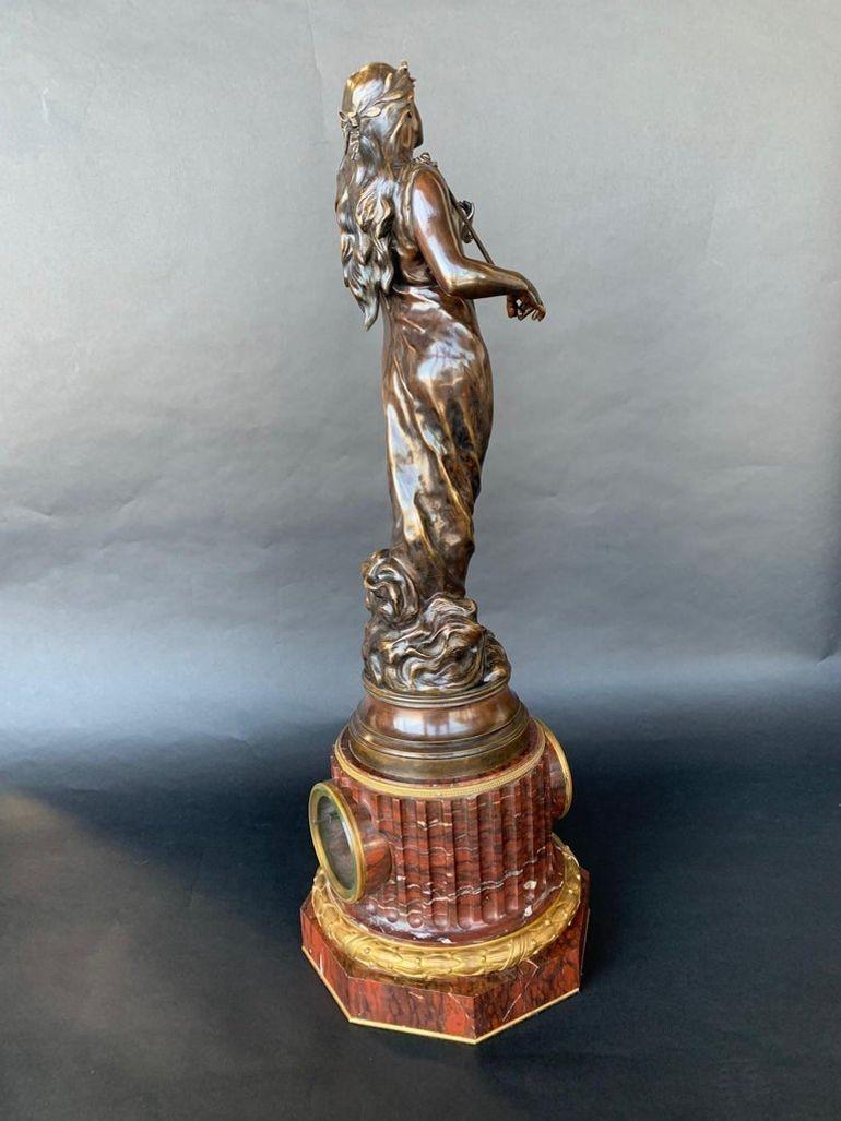 Large 19th Century French Bronze Clock Signed by Jean Garnier For Sale 1