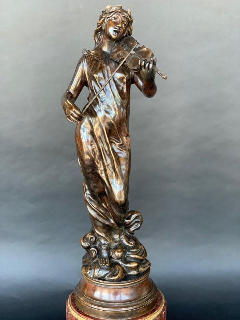 Large 19th Century French Bronze Clock Signed by Jean Garnier For Sale 2
