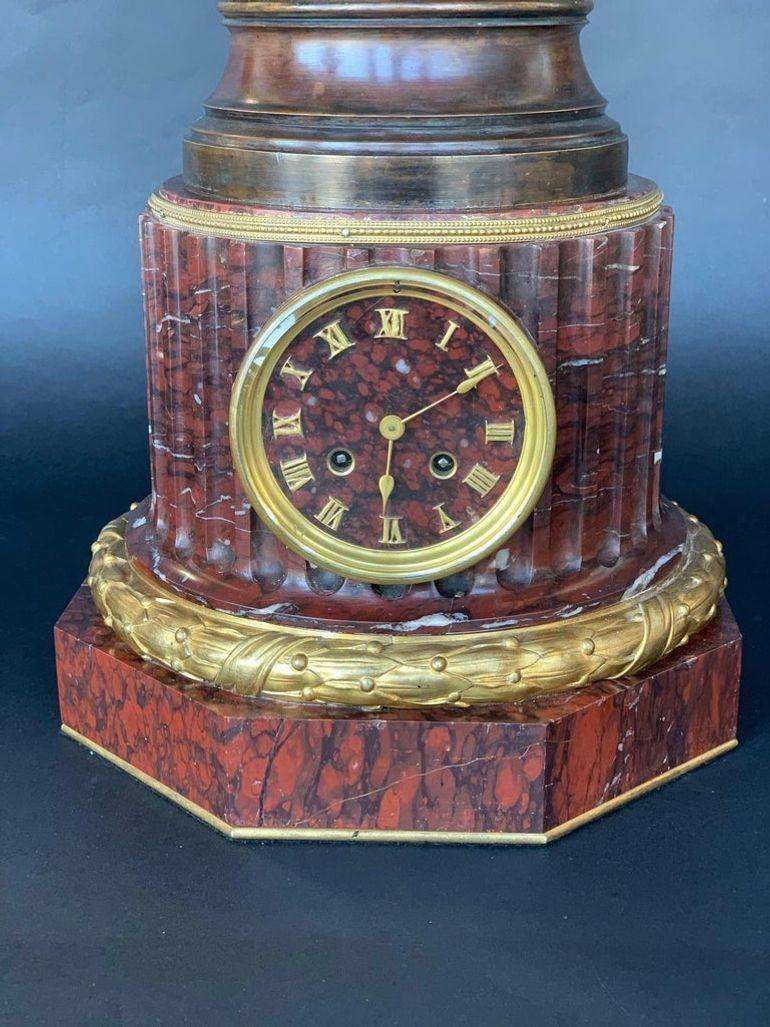 Large 19th Century French Bronze Clock Signed by Jean Garnier For Sale 3