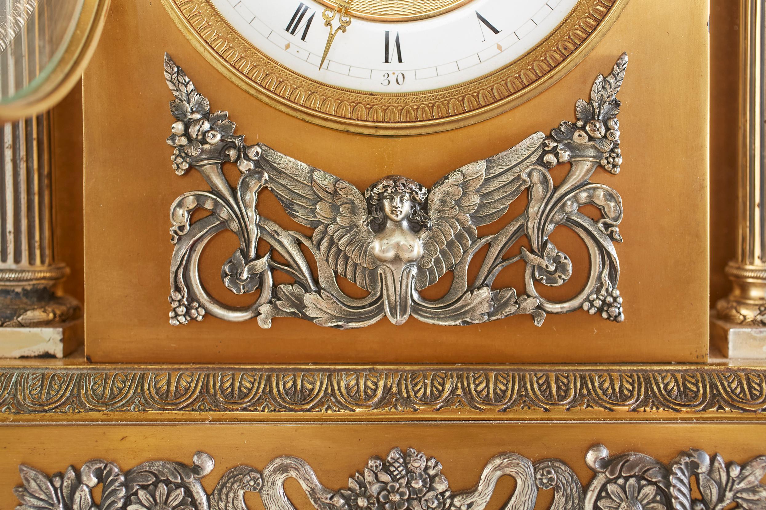 Milieu du XIXe siècle Grande horloge de chariot française du 19ème siècle en bronze figuratif en vente