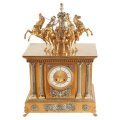 Große französische figürliche Chariot-Uhr aus Bronze des 19. Jahrhunderts