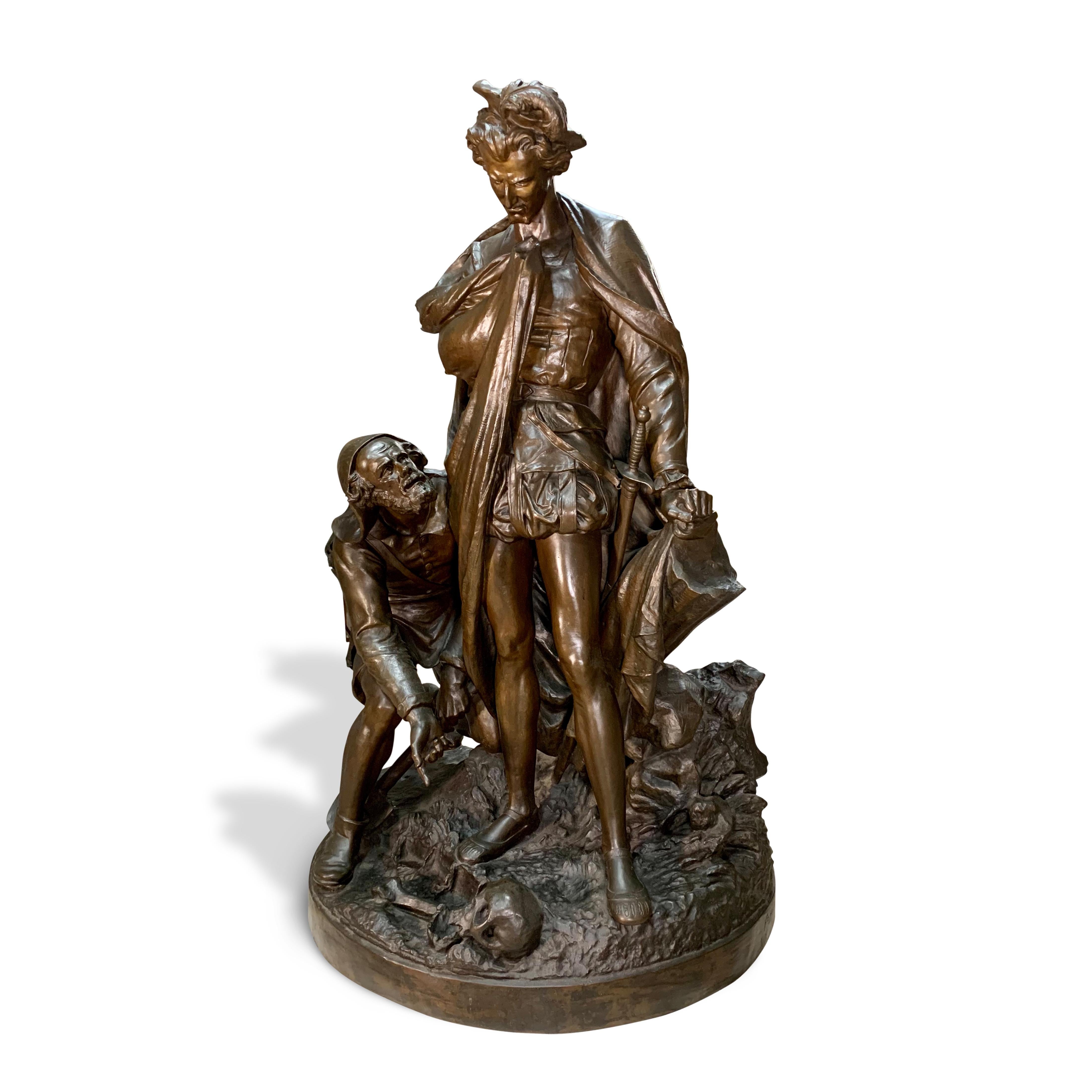 Großer französischer Bronzedruck „Prince Hamlet & der Gravedigger, Shakespeare“ aus dem 19. Jahrhundert (Napoleon III.) im Angebot