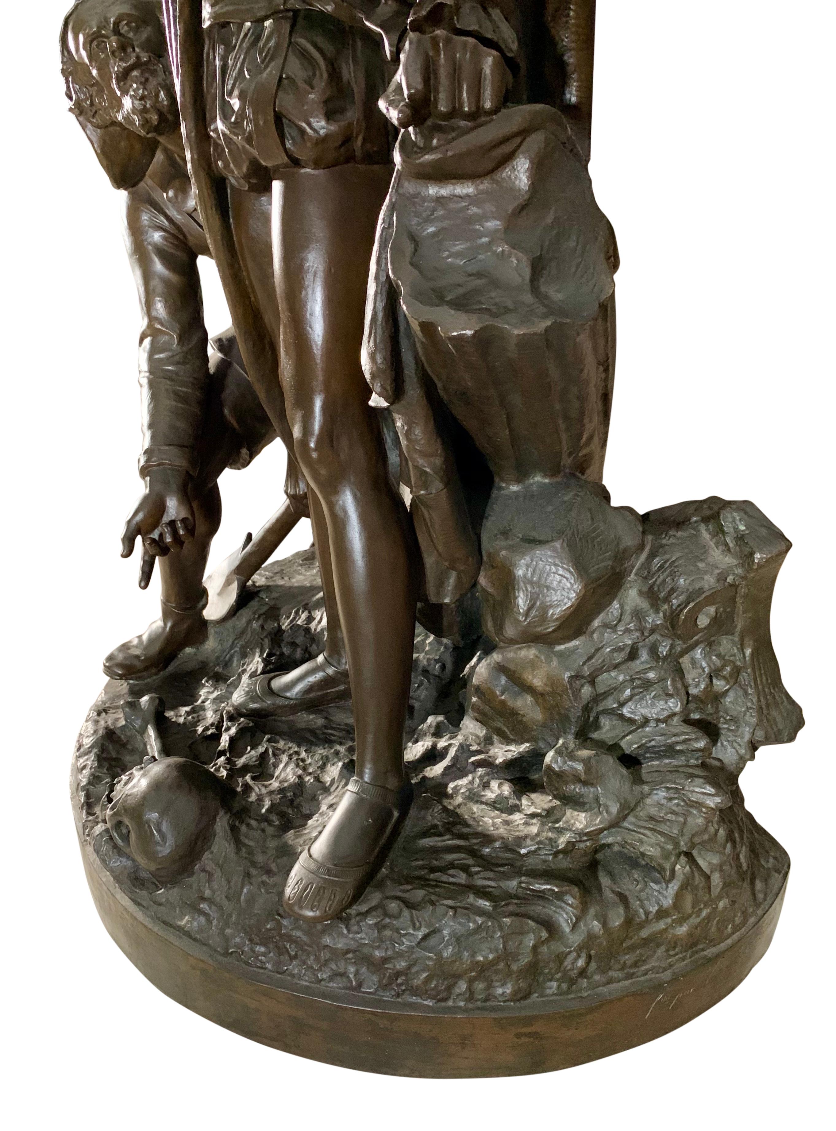 Großer französischer Bronzedruck „Prince Hamlet & der Gravedigger, Shakespeare“ aus dem 19. Jahrhundert (Mittleres 19. Jahrhundert) im Angebot