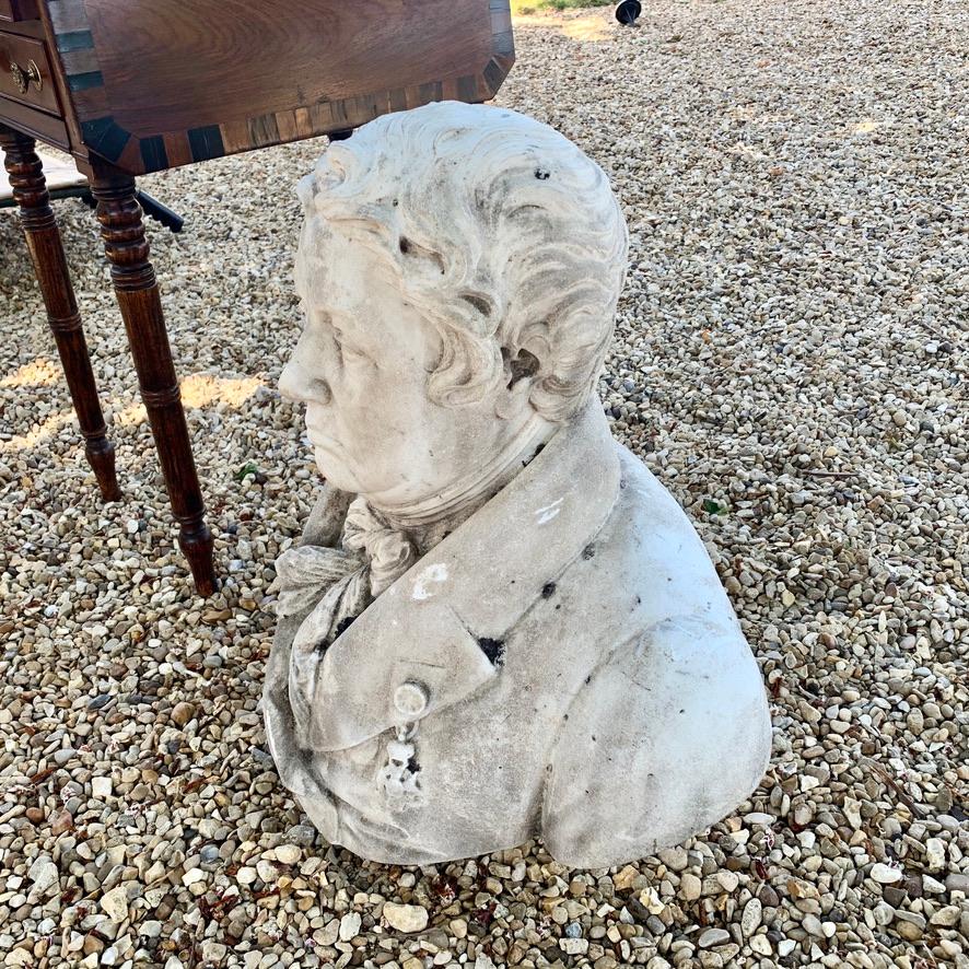 Large 19th Century French Carrara Marble Bust of a Gentleman For Sale 3