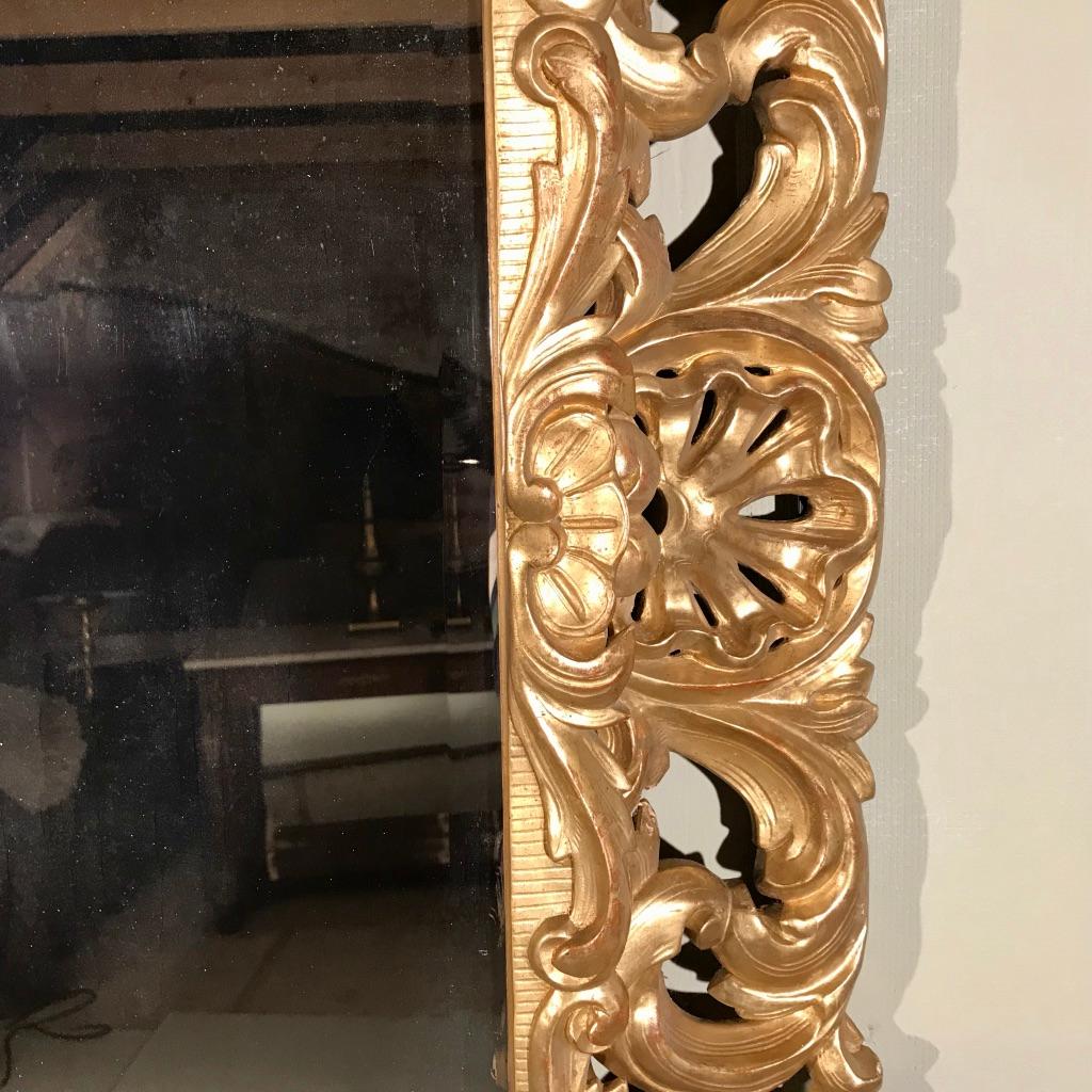 French Provincial Large 19th Century French Carved Giltwood Mirror with Original Mirror Glass