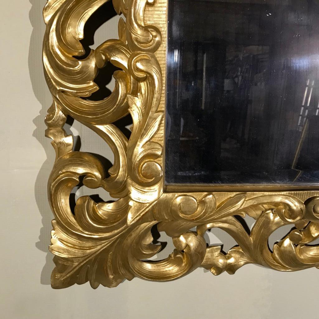 Large 19th Century French Carved Giltwood Mirror with Original Mirror Glass In Good Condition In Uppingham, Rutland