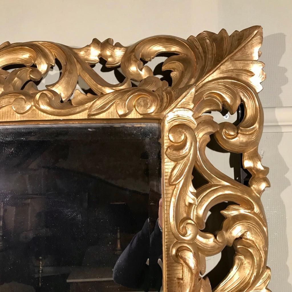 Large 19th Century French Carved Giltwood Mirror with Original Mirror Glass 1