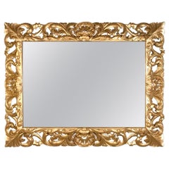 Large 19th Century French Carved Giltwood Mirror with Original Mirror Glass