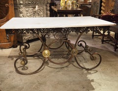 Large 19th Century French Cast Iron and Marble Butcher Shop or “Pastry Table”