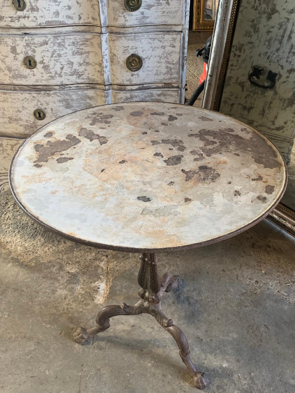 Molded Large 19th Century French Cast Iron Bistro Table