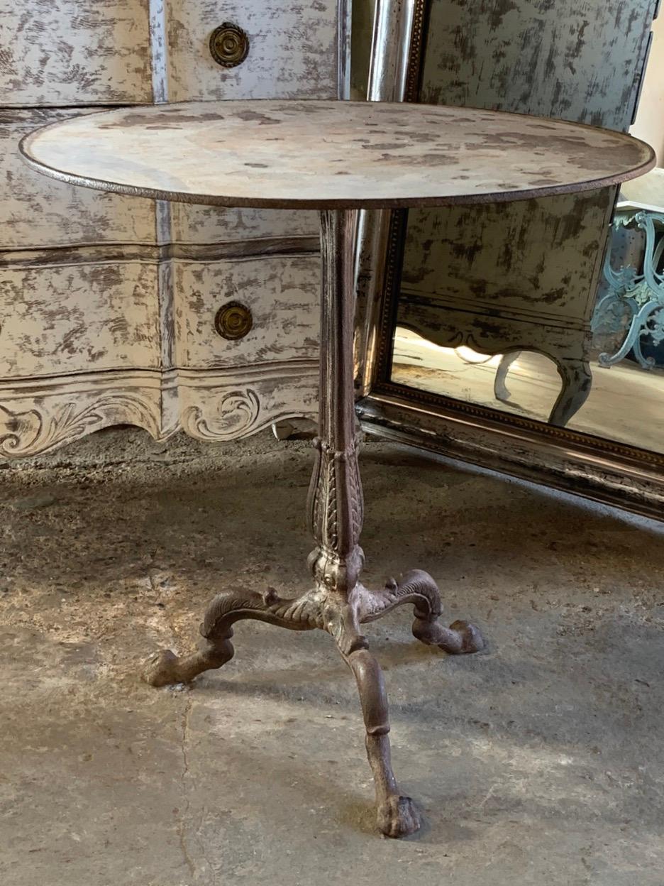 Large 19th Century French Cast Iron Bistro Table 1