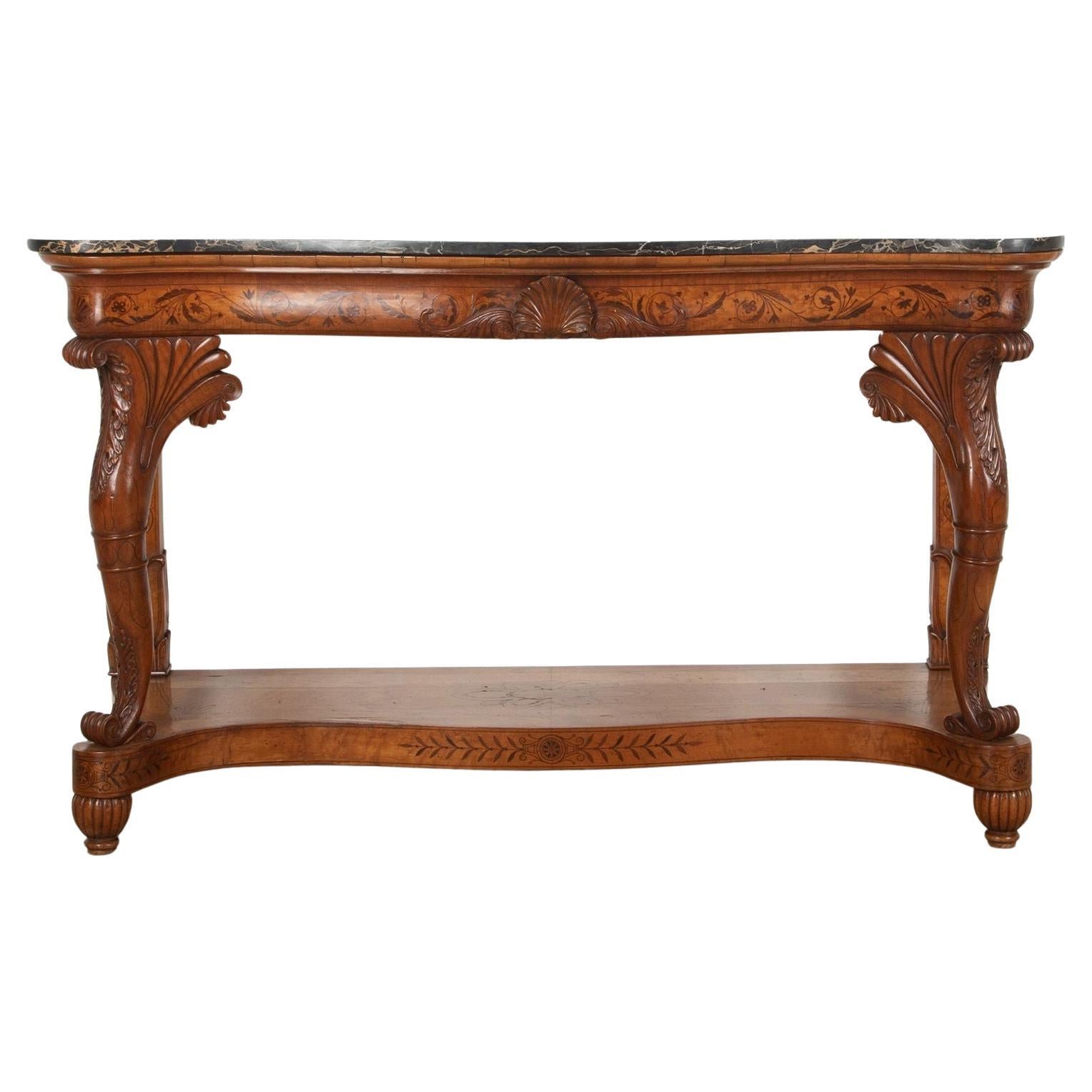 Large 19th Century French Charles X Satinwood Console Table