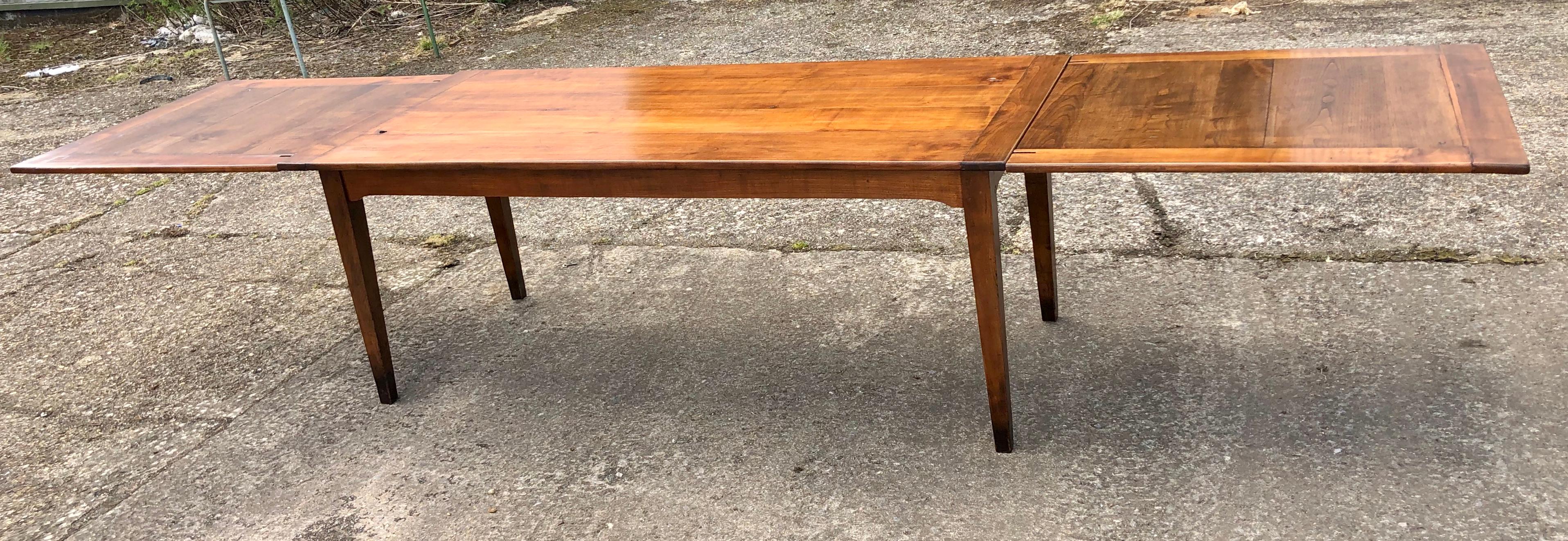 French Provincial Large 19th Century French Cherrywood Extending Farmhouse Table