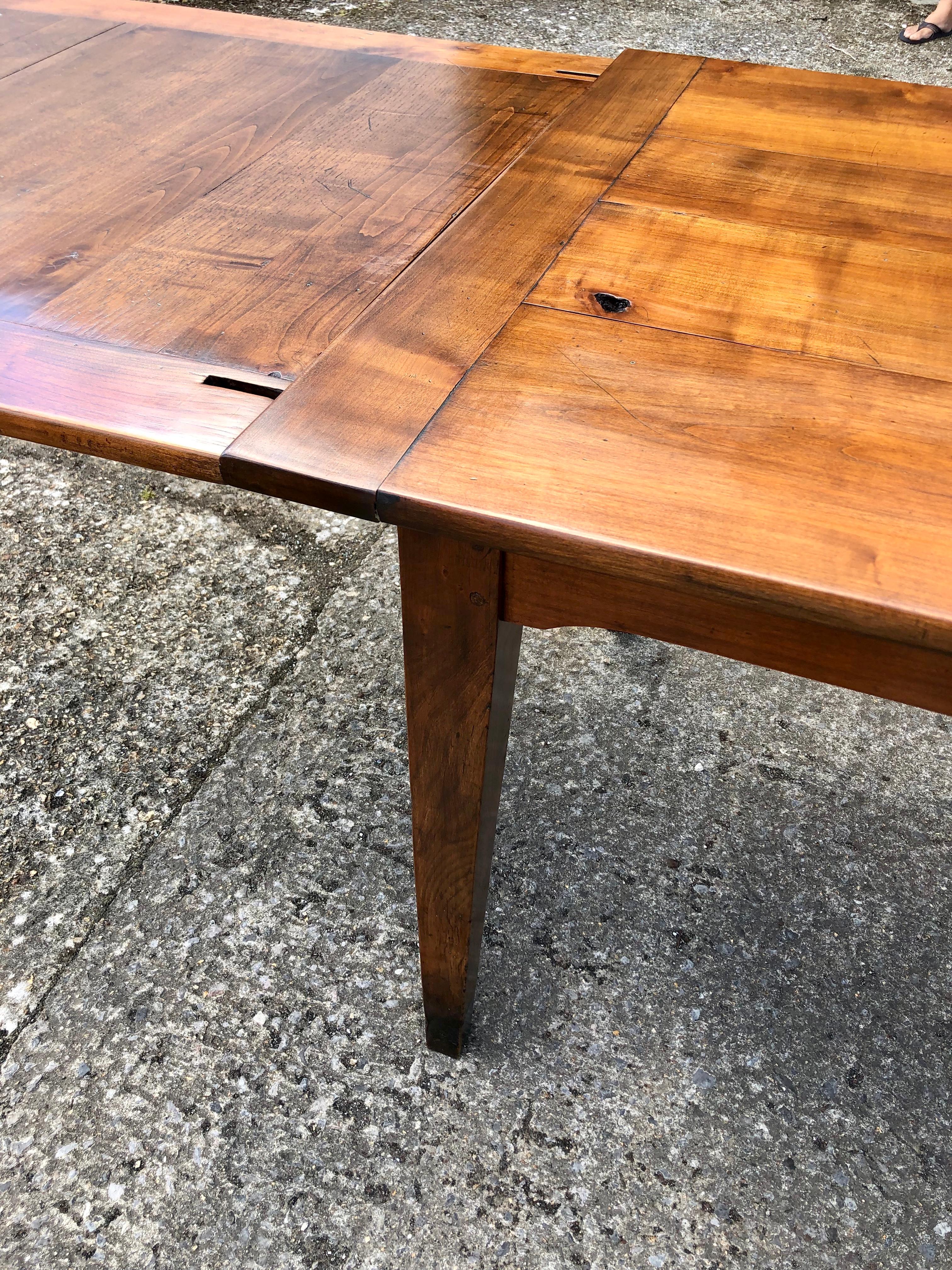 Large 19th Century French Cherrywood Extending Farmhouse Table 5