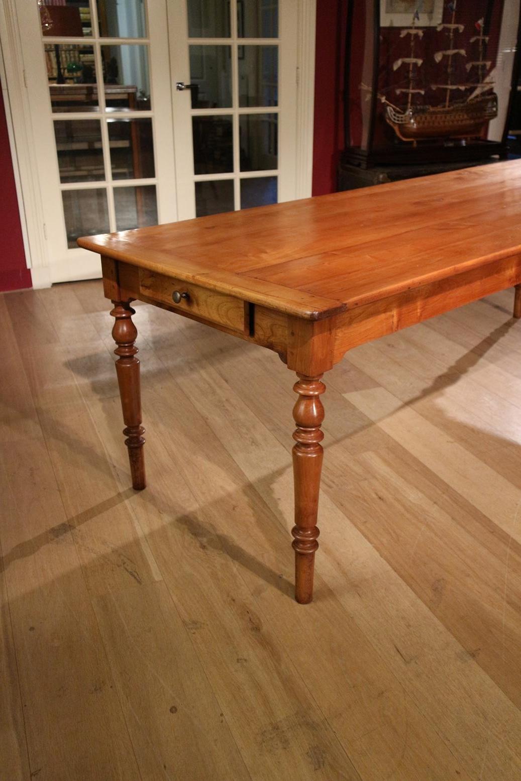 Large 19th Century French Cherrywood Farmhouse Table 5