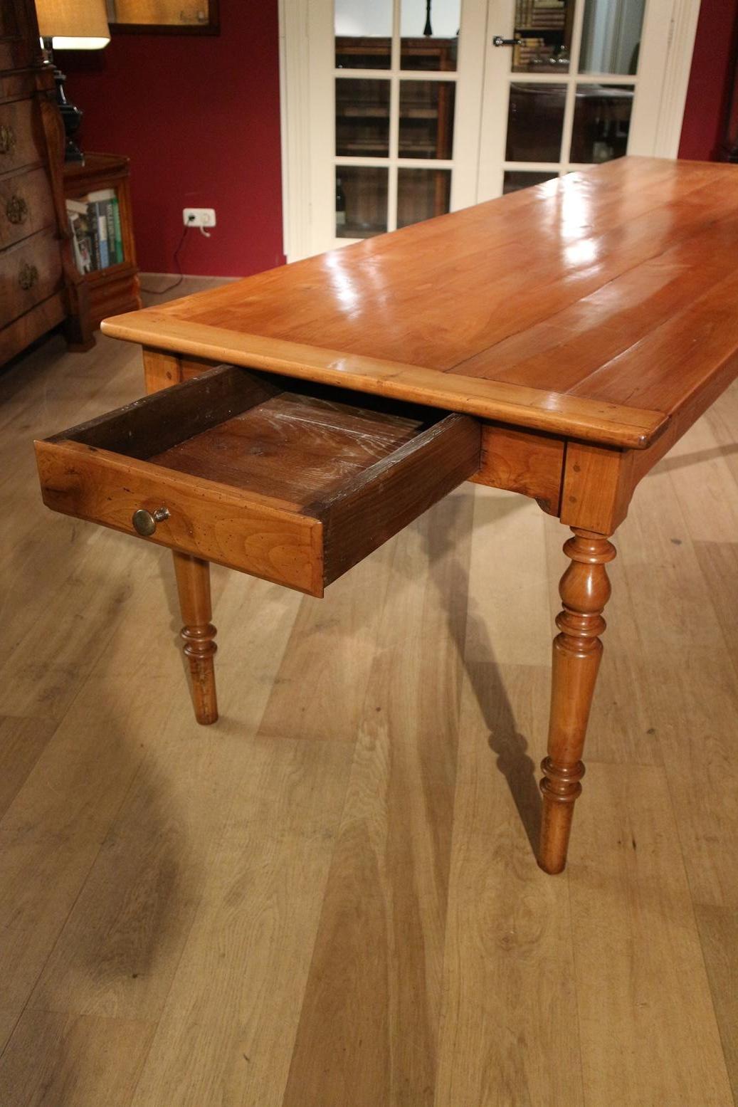 Large 19th Century French Cherrywood Farmhouse Table 8