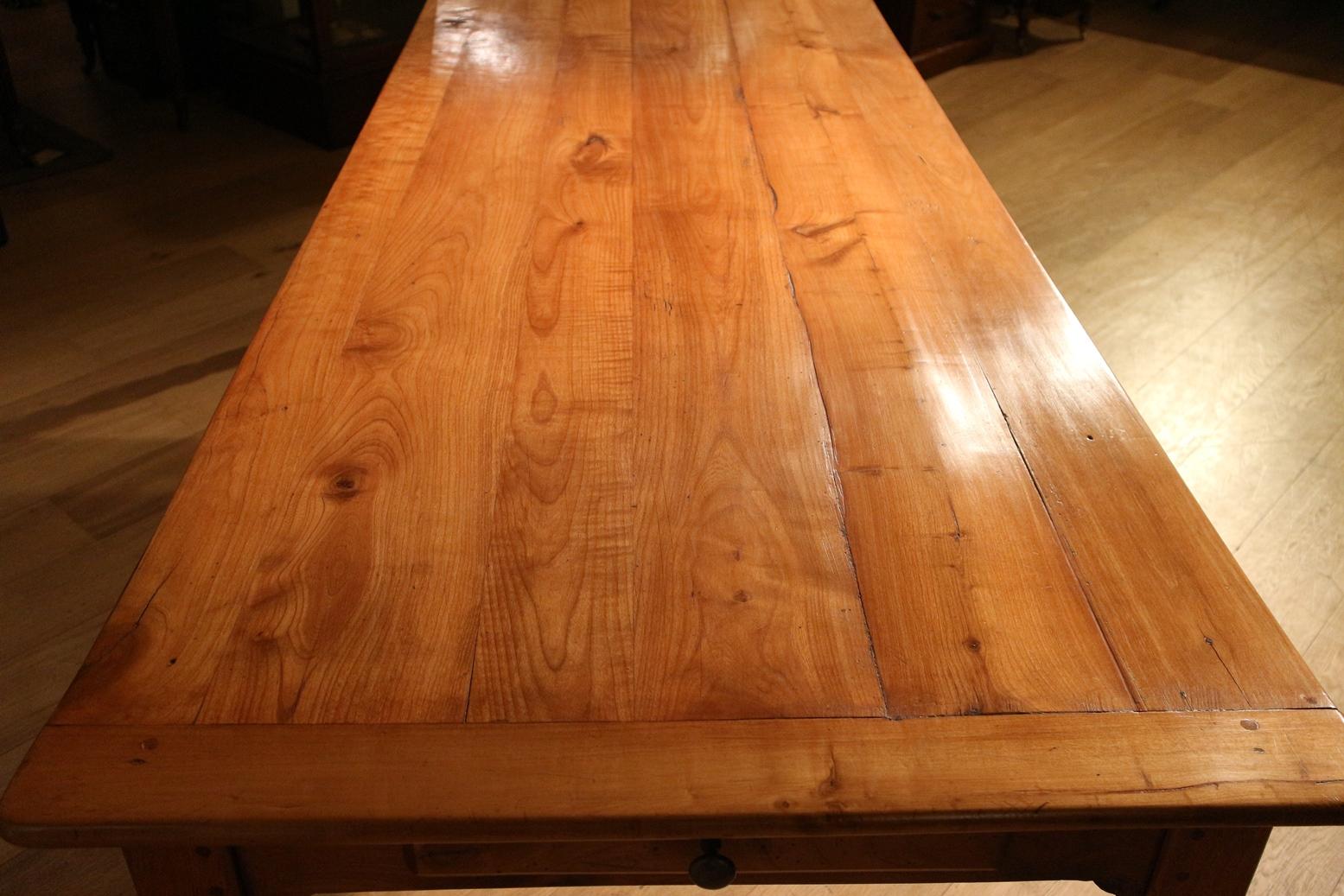 Large 19th Century French Cherrywood Farmhouse Table 1