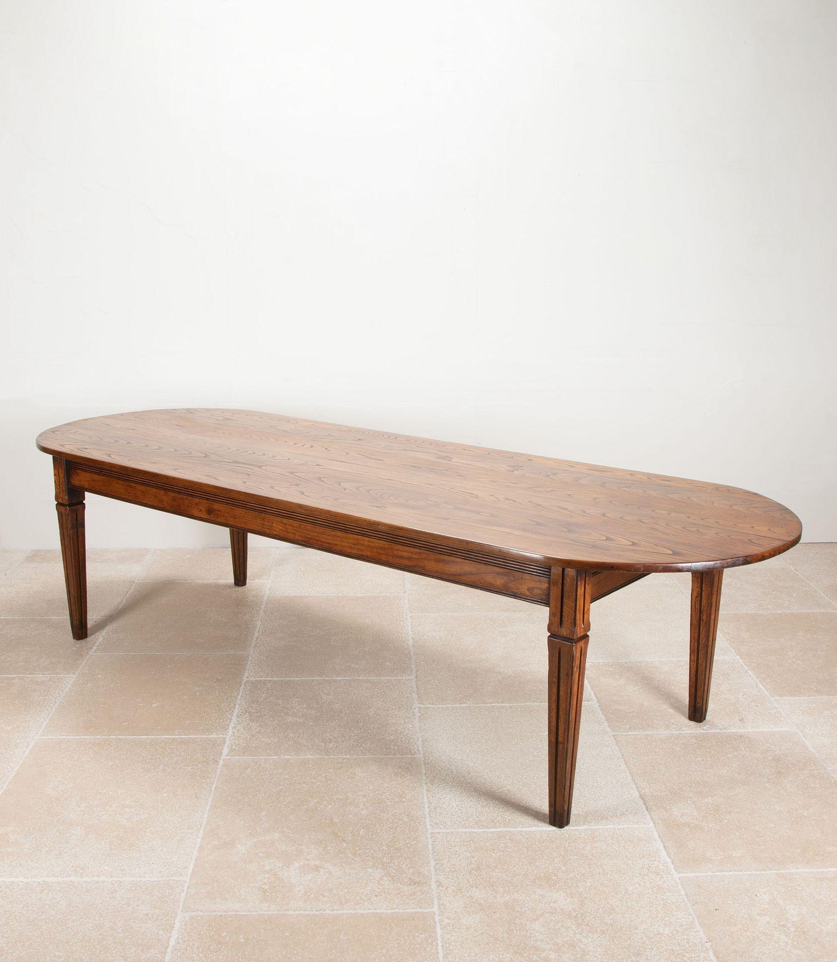 Great example of a large late 19th Century French farmhouse table.
From the Brittany region of France.   
Unusually wide at 40ins (298cm).