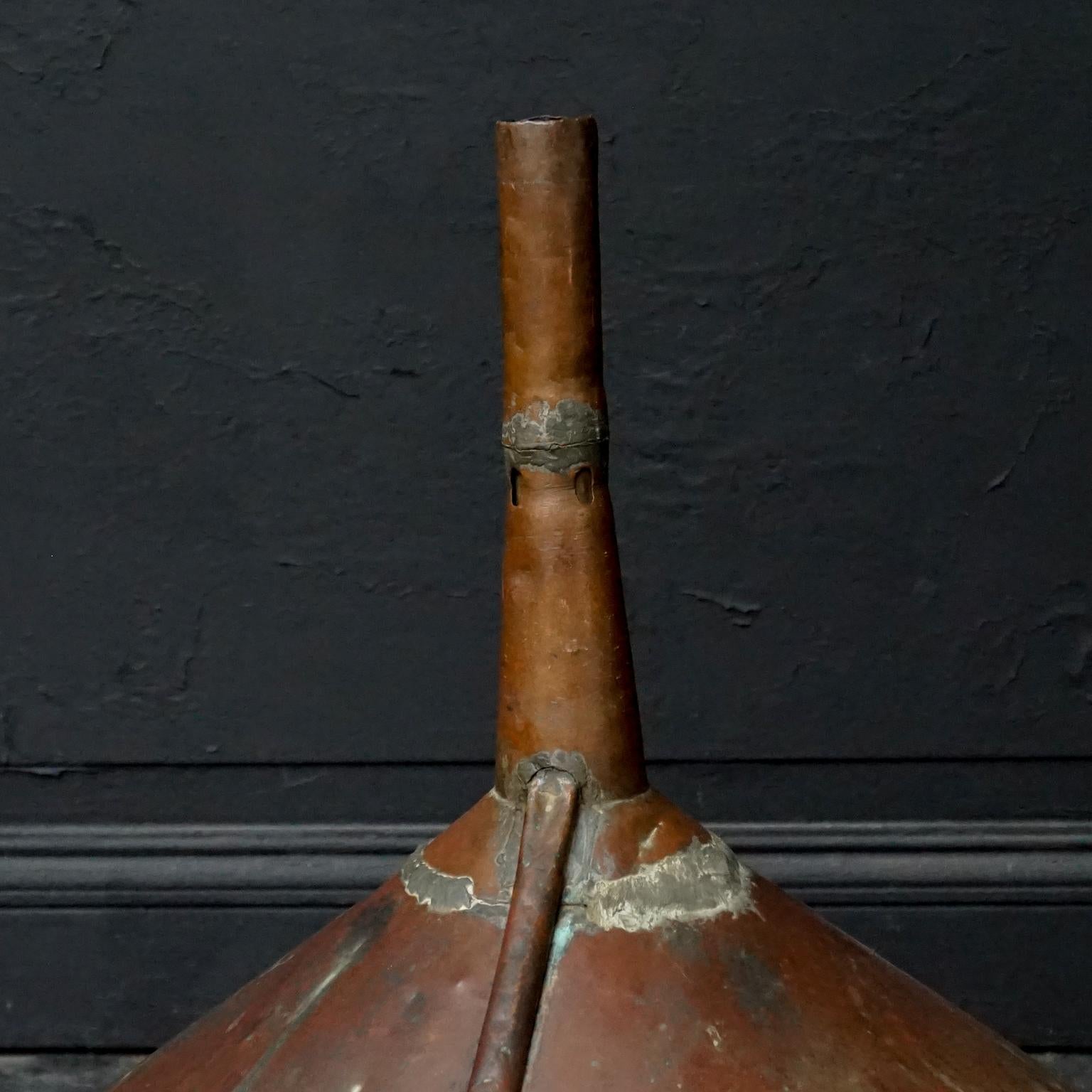 Large 19th Century French Copper Champagne Funnel Marked Courtois Ay 1806 Marne For Sale 2