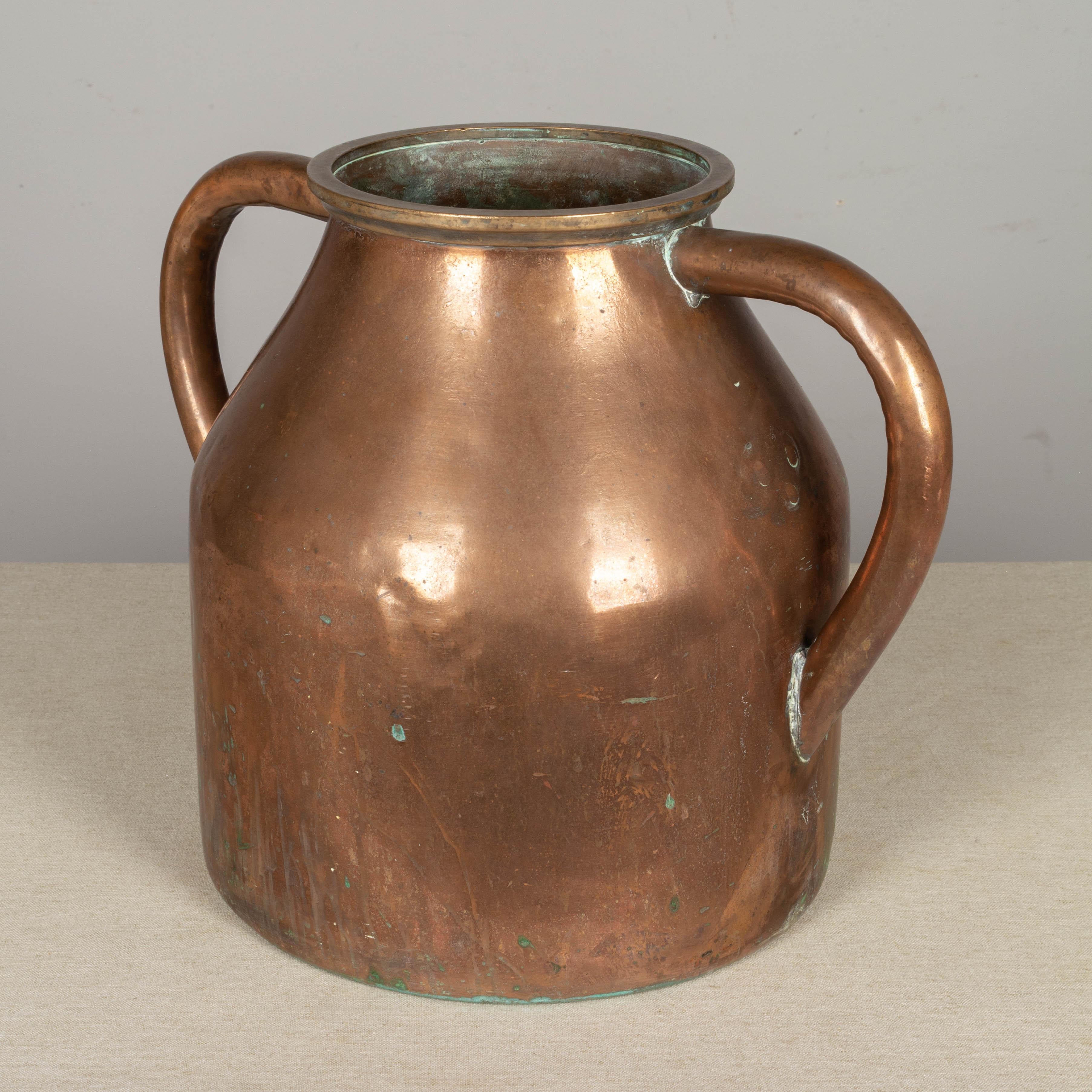 Hand-Crafted Large 19th Century French Copper Jug or Vase For Sale