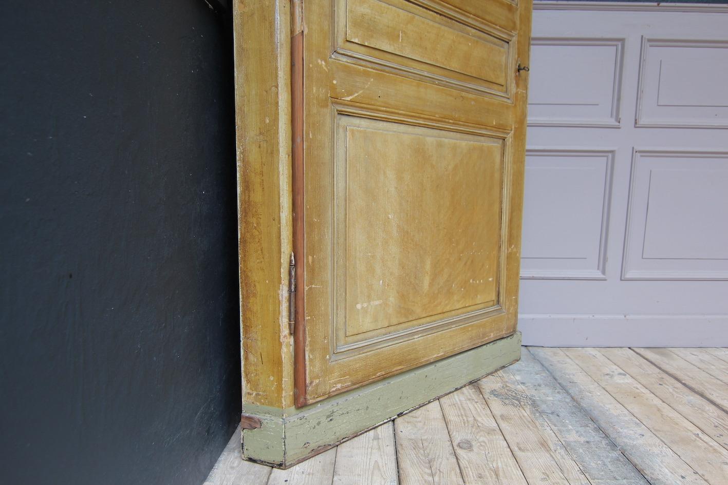 Large 19th Century French Corner Cupboard in Original Paint For Sale 8