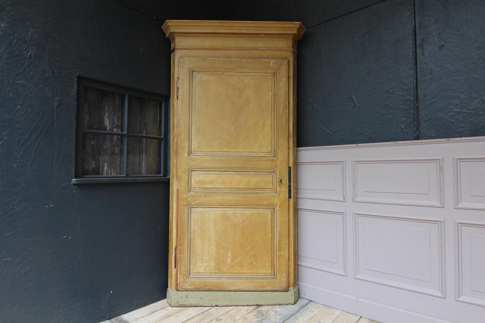 Louis Philippe Large 19th Century French Corner Cupboard in Original Paint For Sale