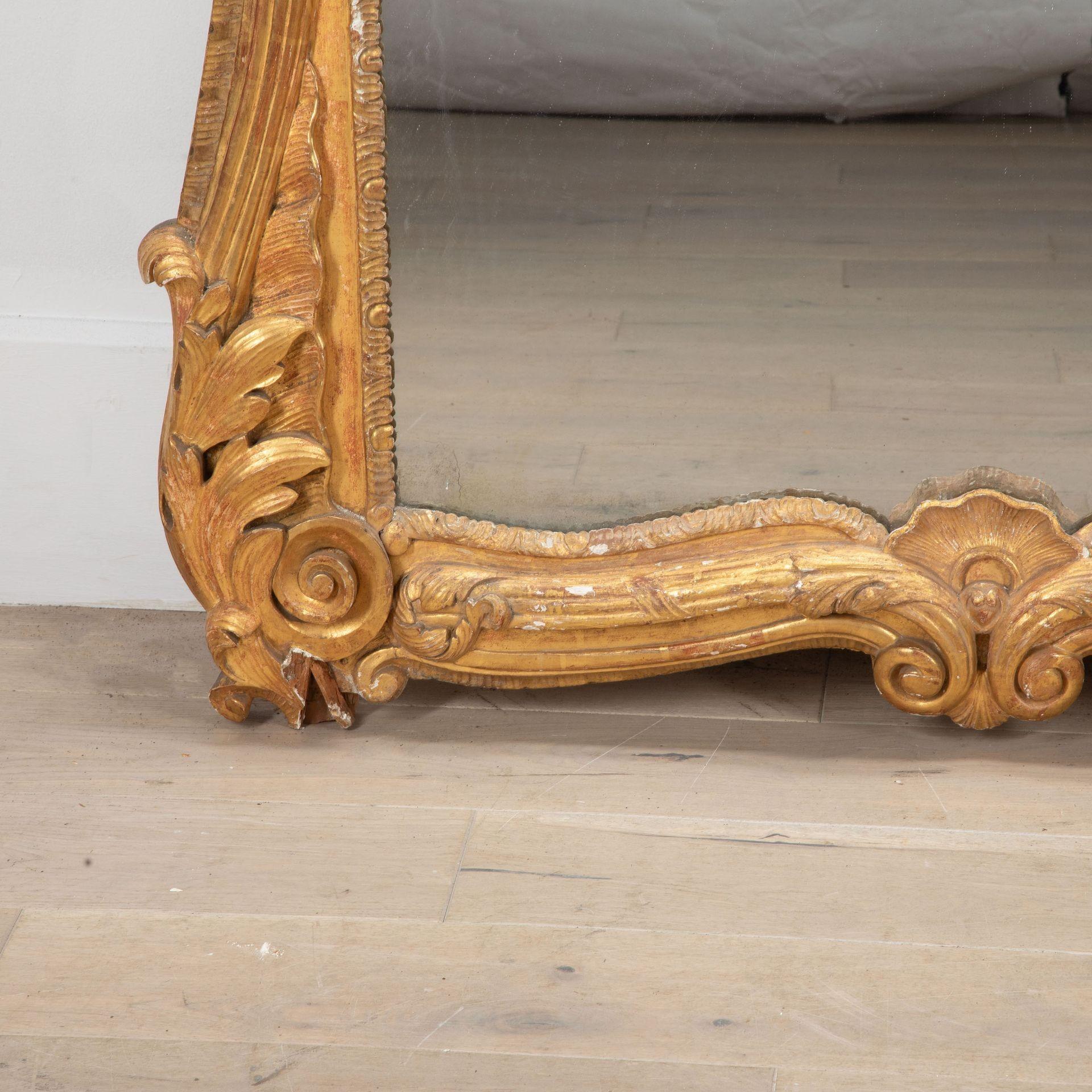 Mercury Glass Large 19th Century French Country House Giltwood Mirror For Sale