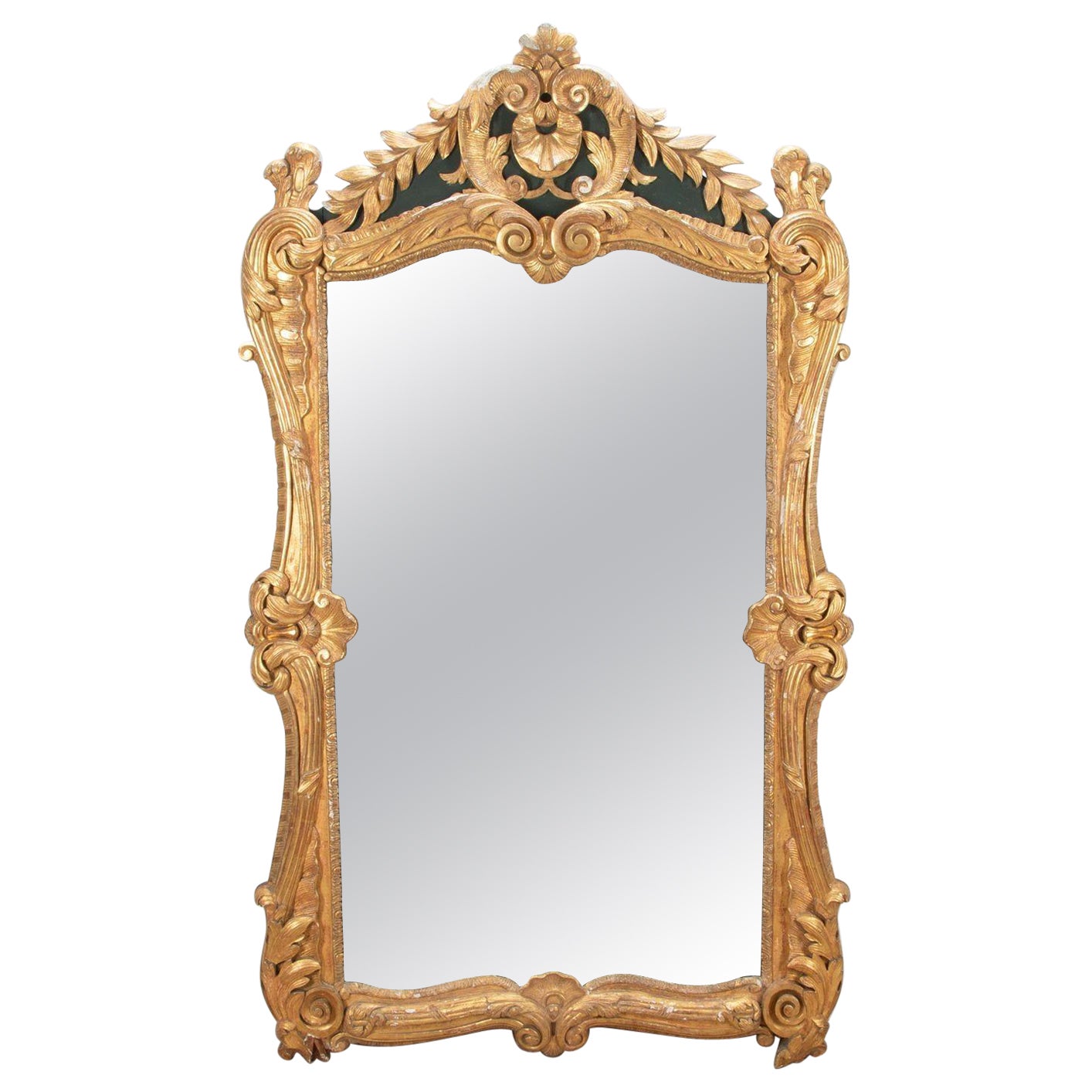 Large 19th Century French Country House Giltwood Mirror