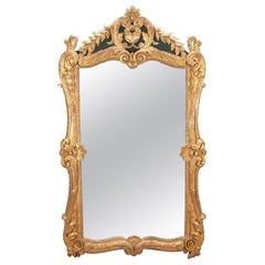 Grand miroir en bois doré de maison de campagne française du XIXe siècle