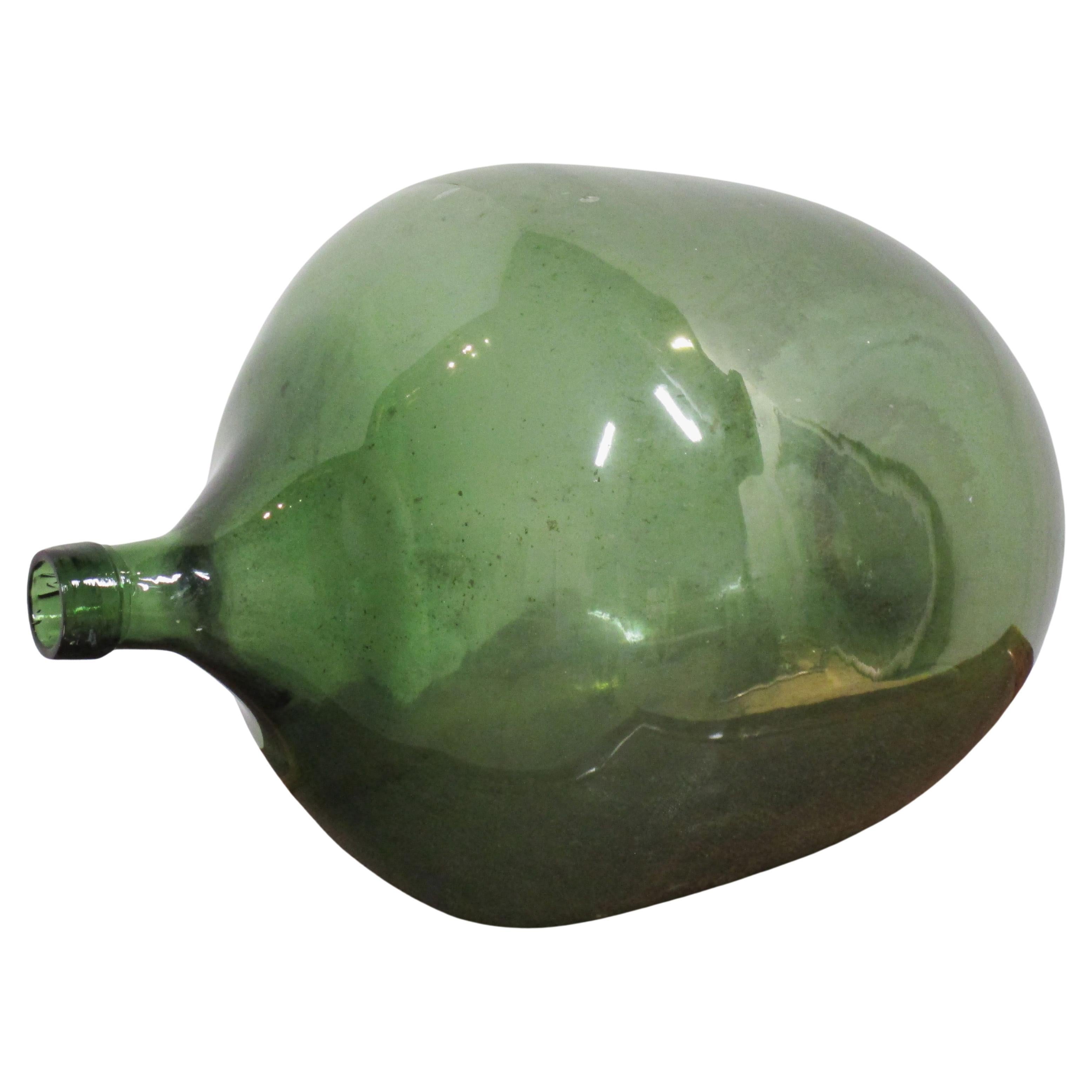 Large Antique French Green Glass Demijohn In Good Condition For Sale In Rochester, NY