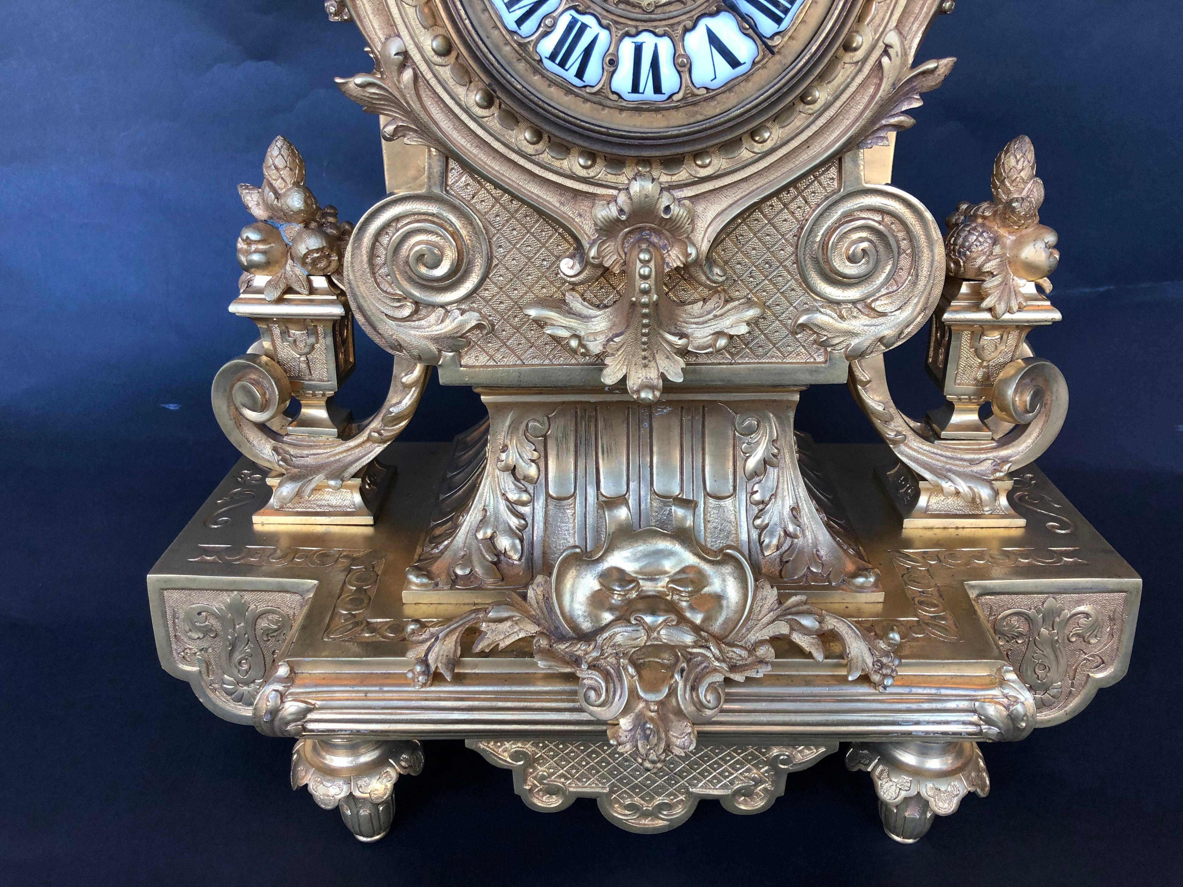 French 19th century doré bronze mantel clock.