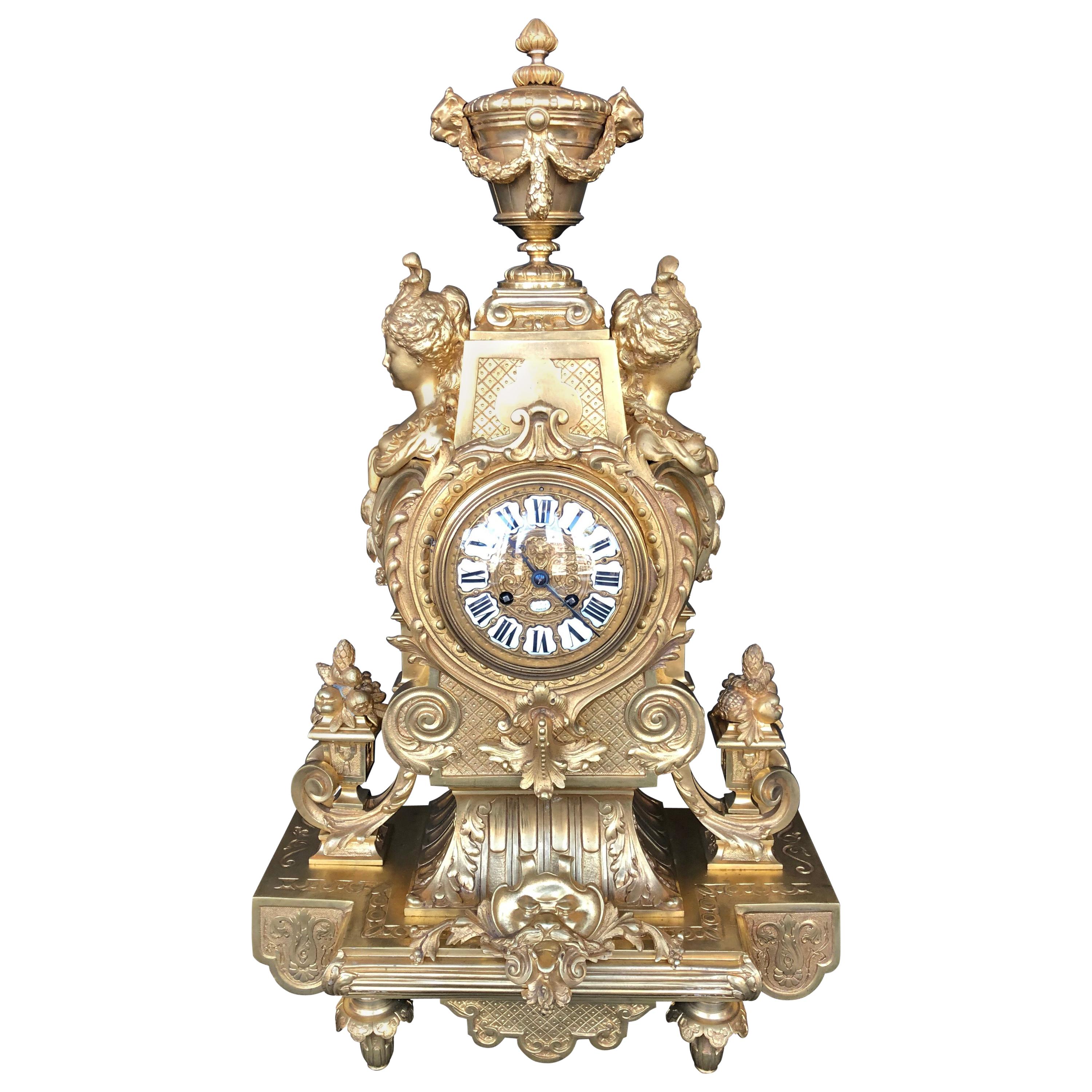 Large 19th Century French Gothic Revival Mantel Clock at 1stDibs