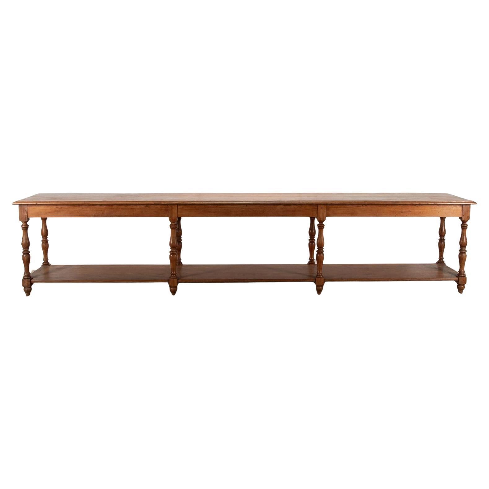 Grande table à tiroirs française du 19ème siècle