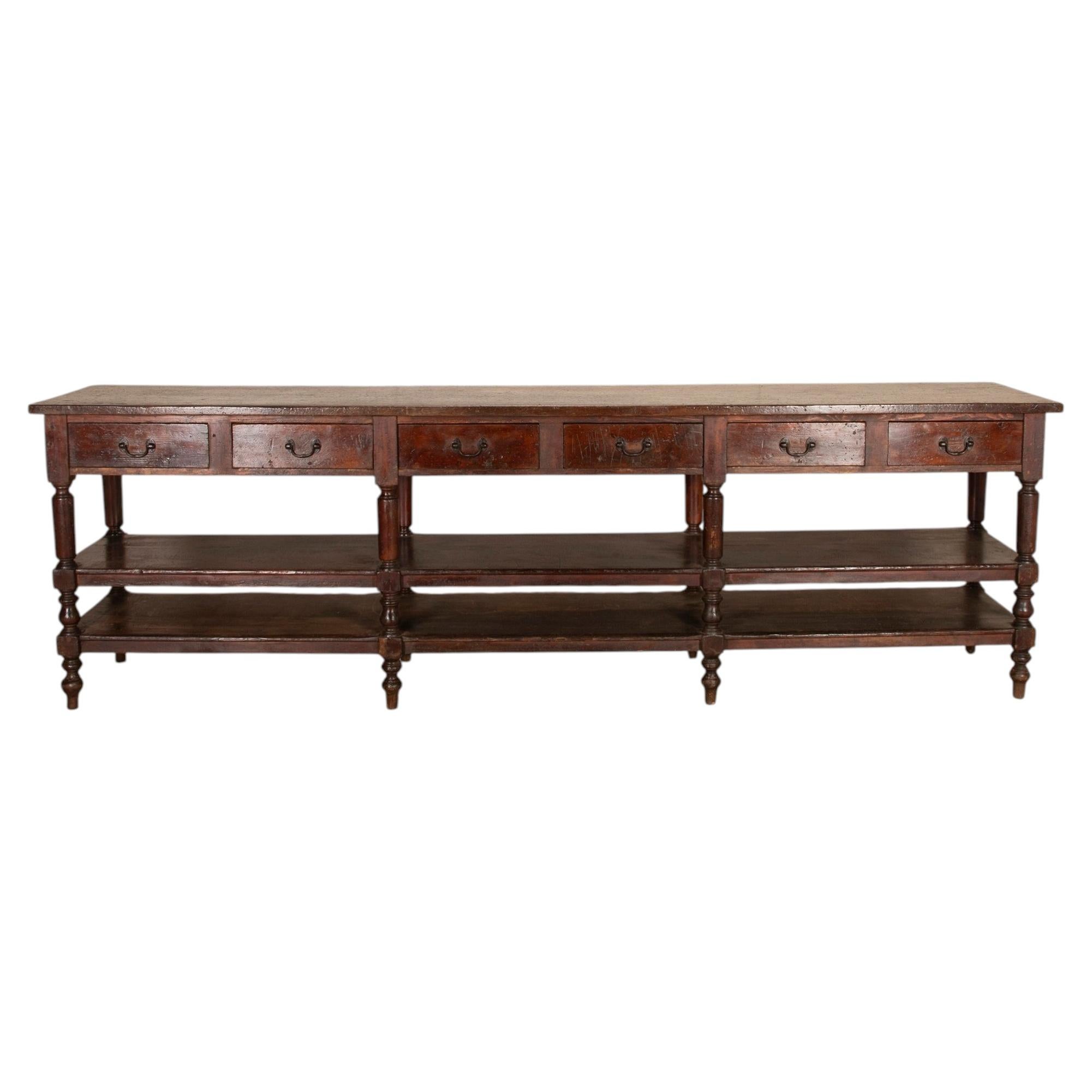 Large 19th Century French Drapers Table or Apothecary Shop Counter