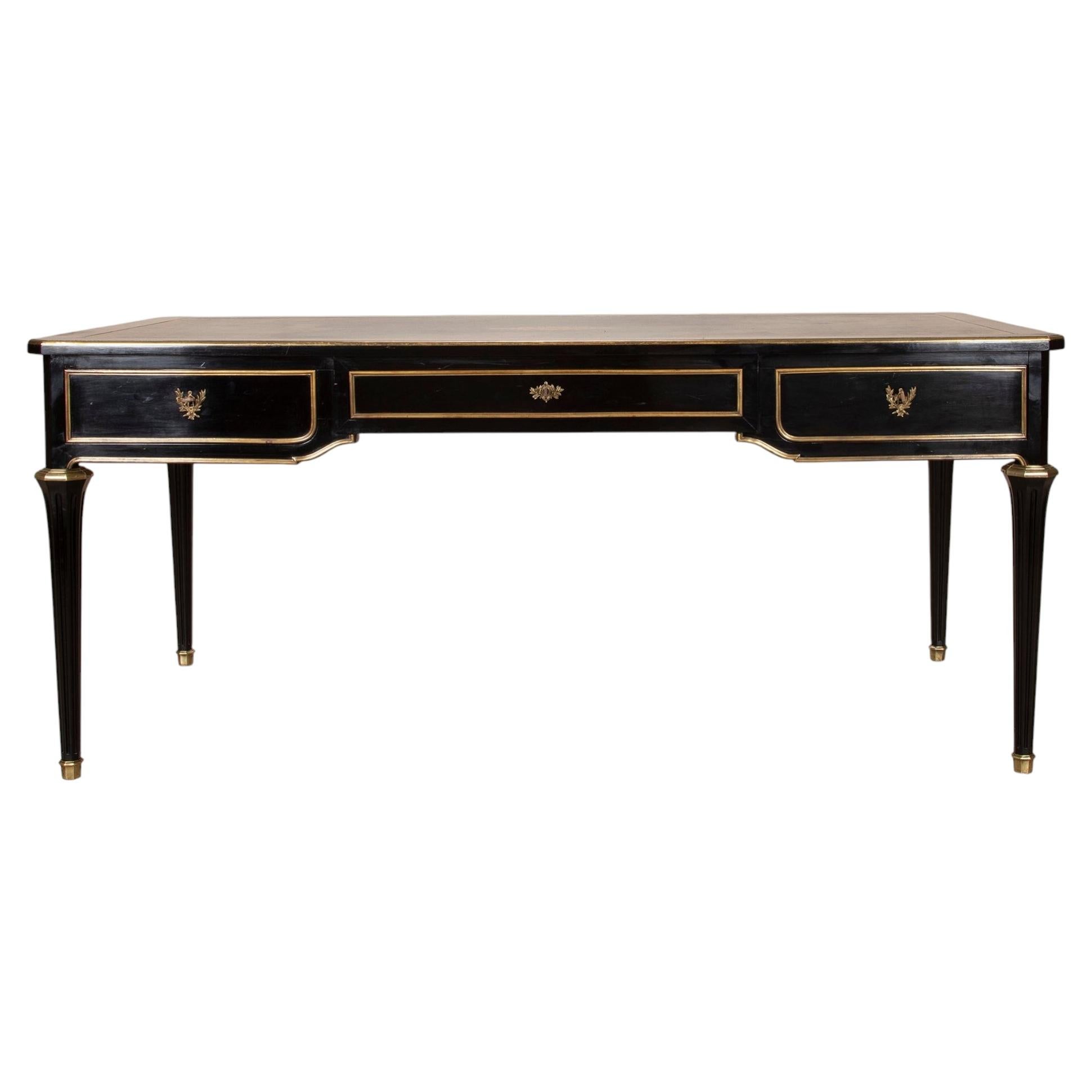 Large 19th Century French Ebonised Writing Desk