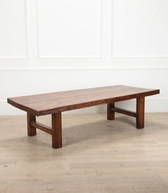 Large 19th Century French Elm Rustic Coffee Table