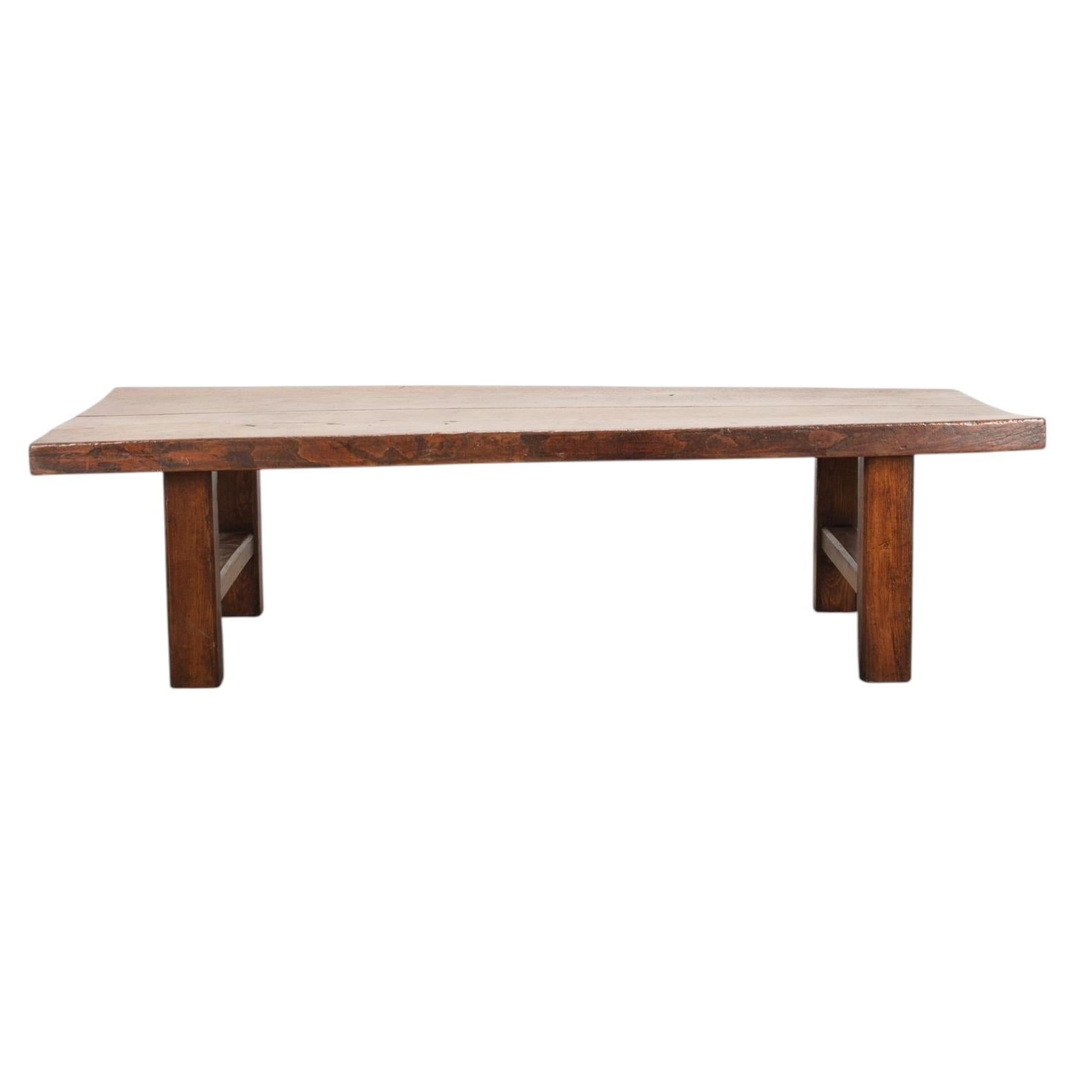 Large 19th Century French Elm Rustic Coffee Table