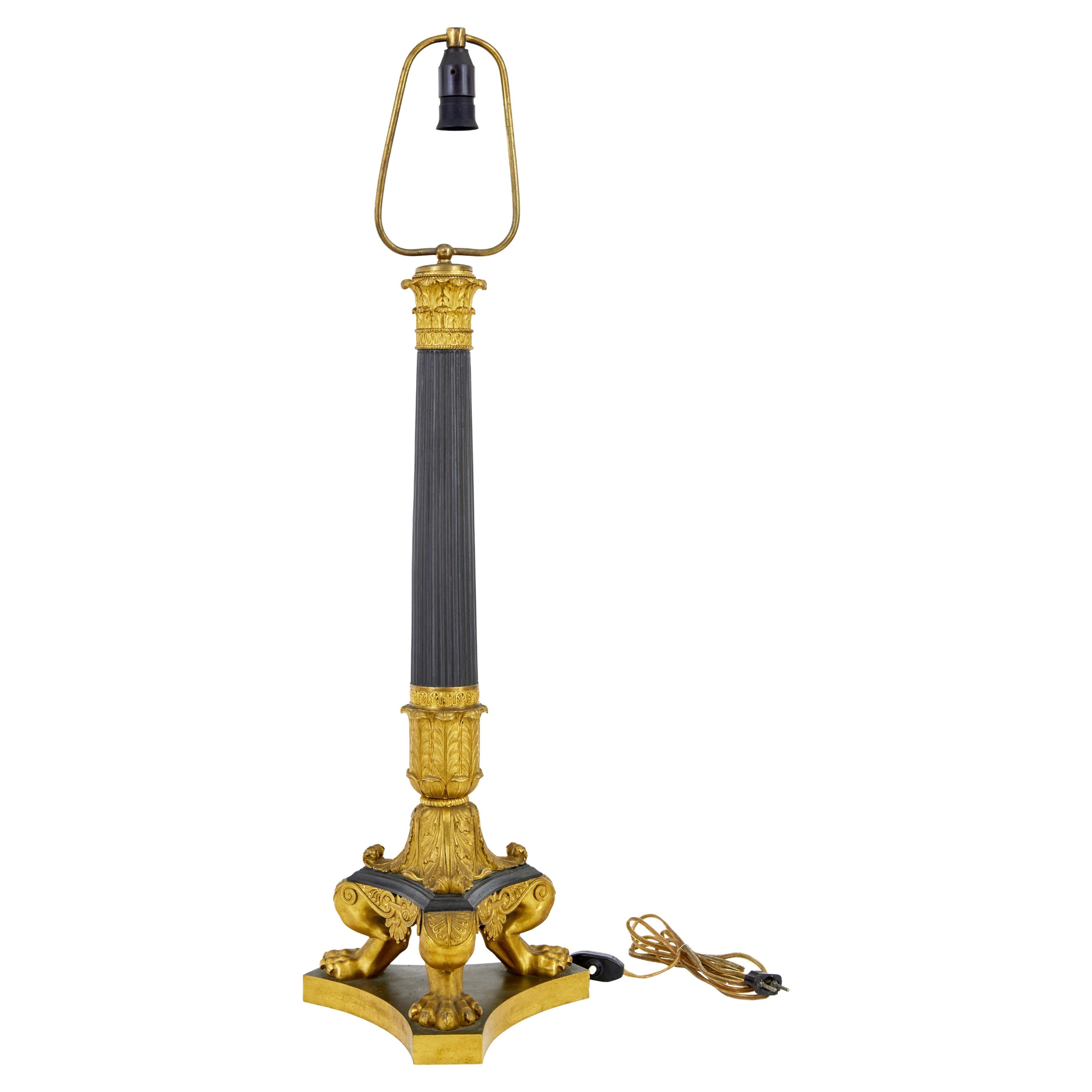 Large 19th century French empire bronze ormolu table lamp