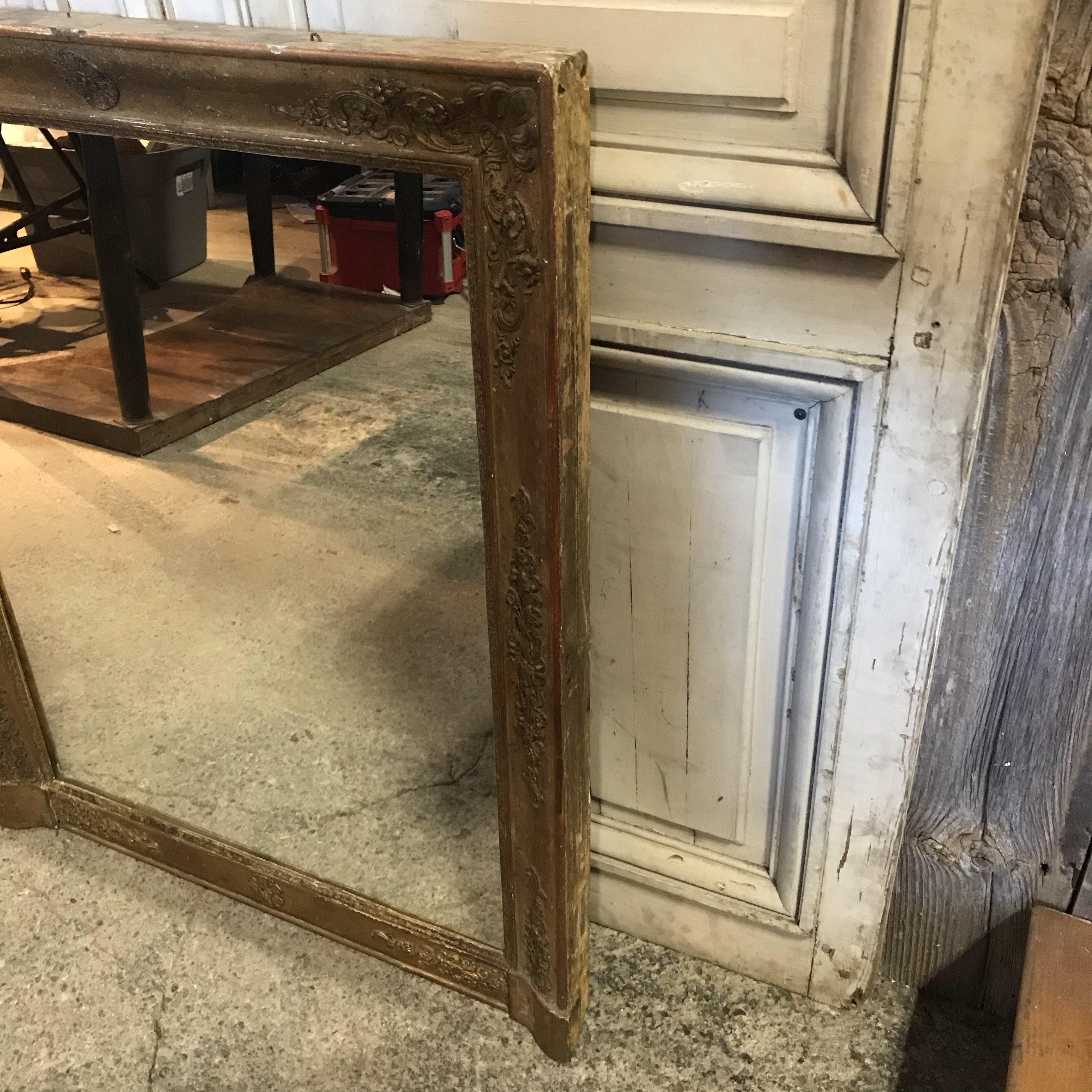 Large 19th Century French Empire Giltwood Mirror In Good Condition In Hopewell, NJ