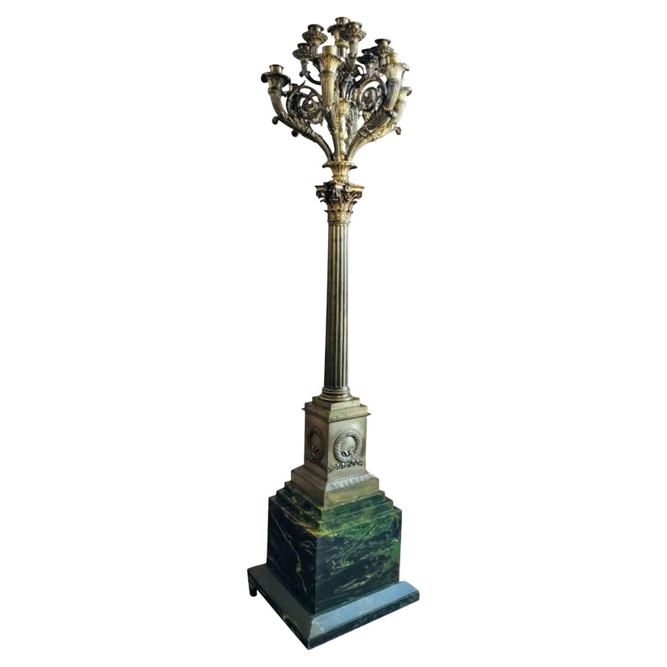 Large 19th Century French Empire Period Floor Candelabrum For Sale