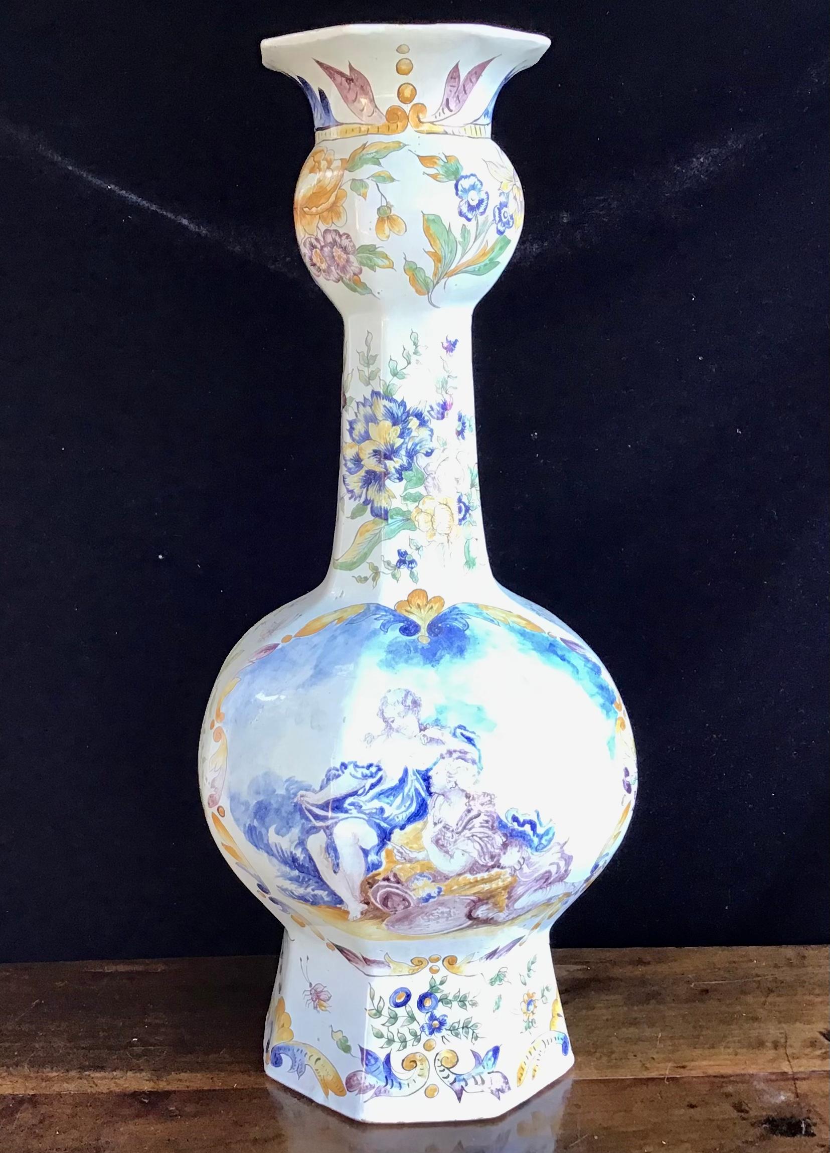 Large 19th Century French Faience Vase For Sale 7