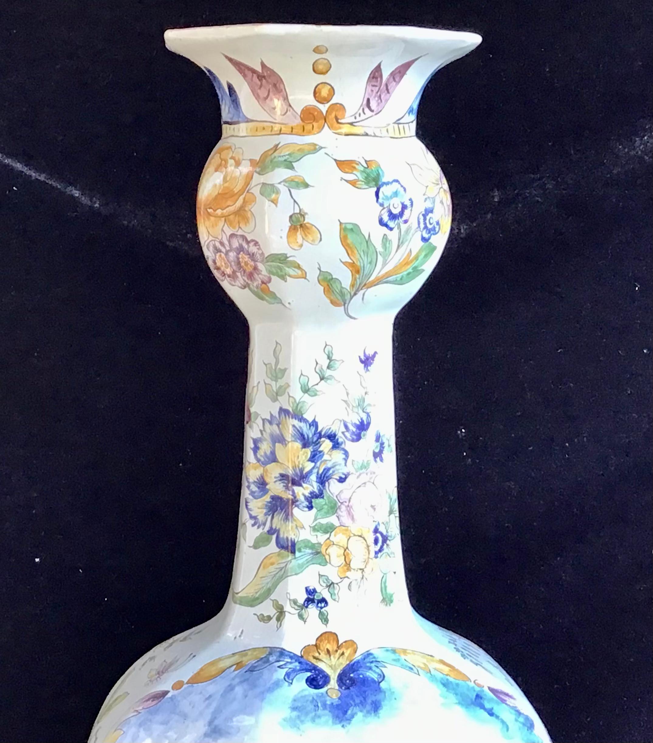 French Provincial Large 19th Century French Faience Vase For Sale