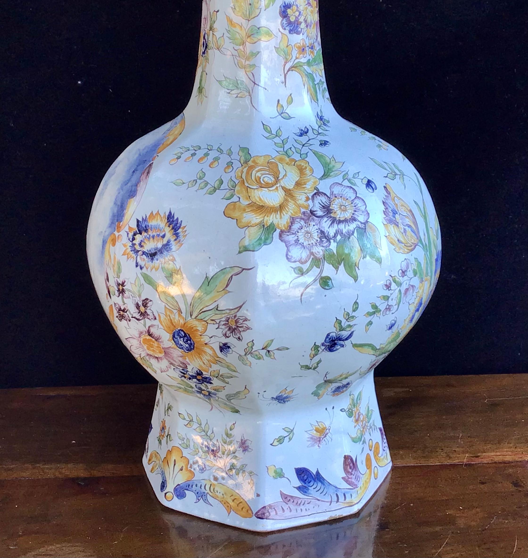 Large 19th Century French Faience Vase For Sale 1