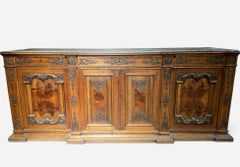 Large 19th Century French Fruitwood Sideboard with One-Piece Veined Marble Top