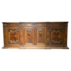 Large 19th Century French Fruitwood Sideboard with One-Piece Veined Marble Top