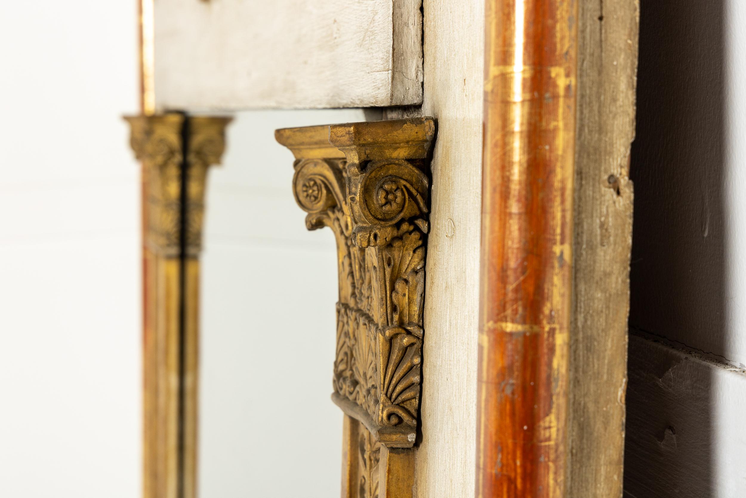 Large 19th Century French Gilded and Painted Mirror For Sale 2