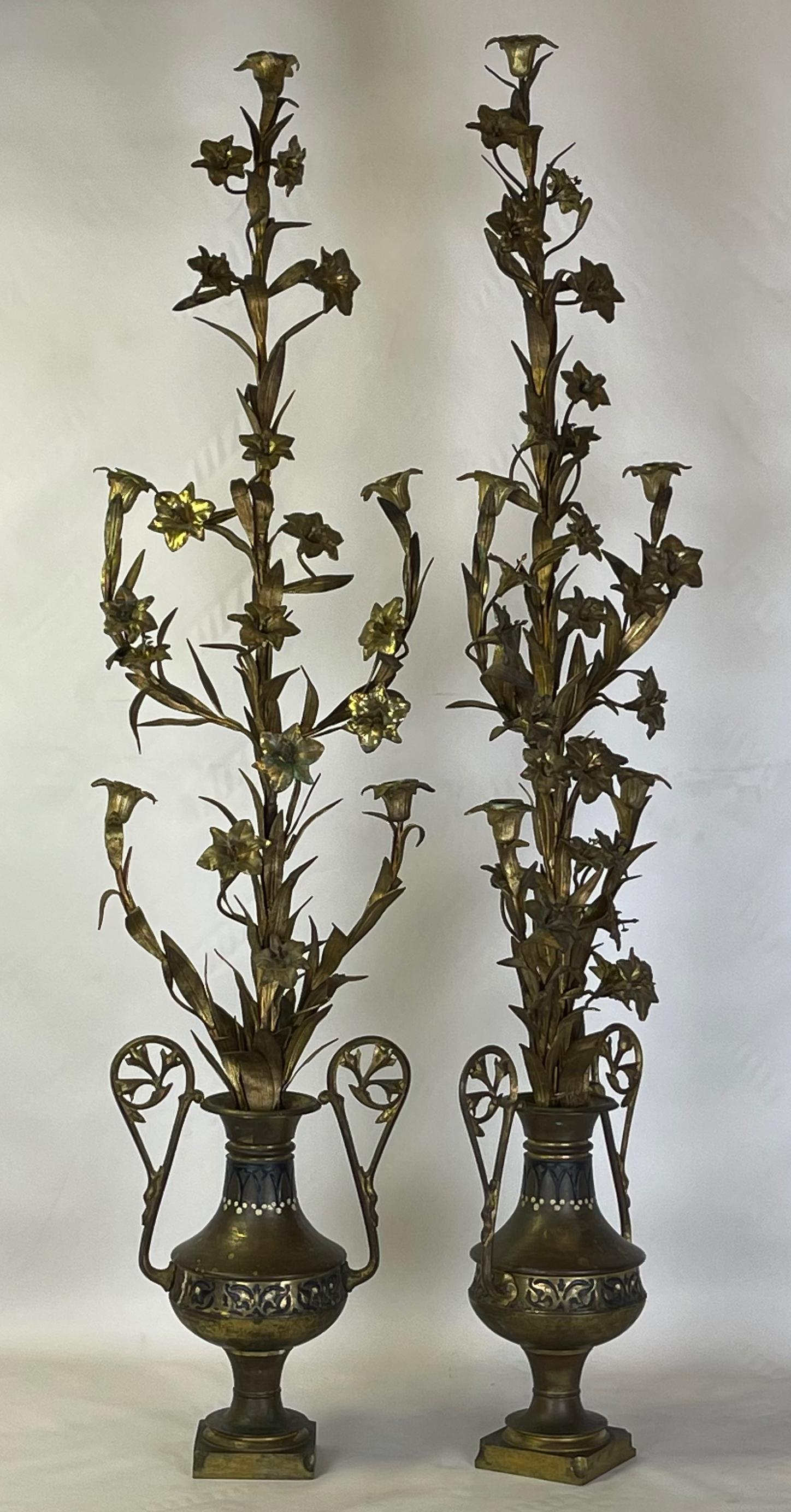 Metal Large 19th Century French Gilt Tole Candelabra